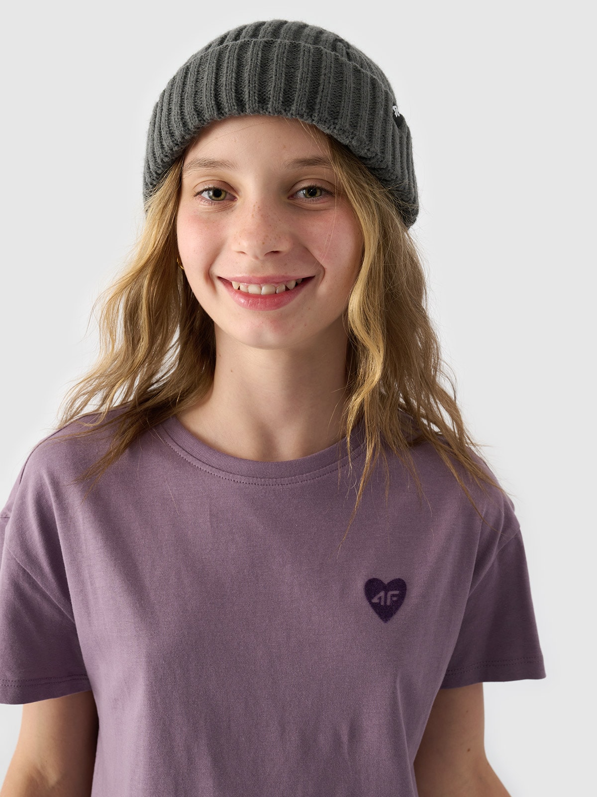 T-shirt marškinėliai lygus mergaitėms - violetiniai