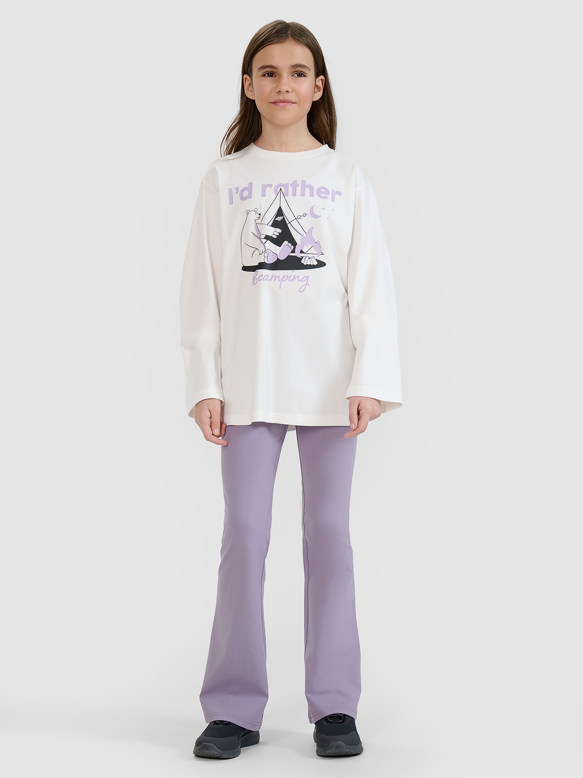 Trikotažinės tamprės su platesnėmis klešnėmis mergaitėms - violetinė