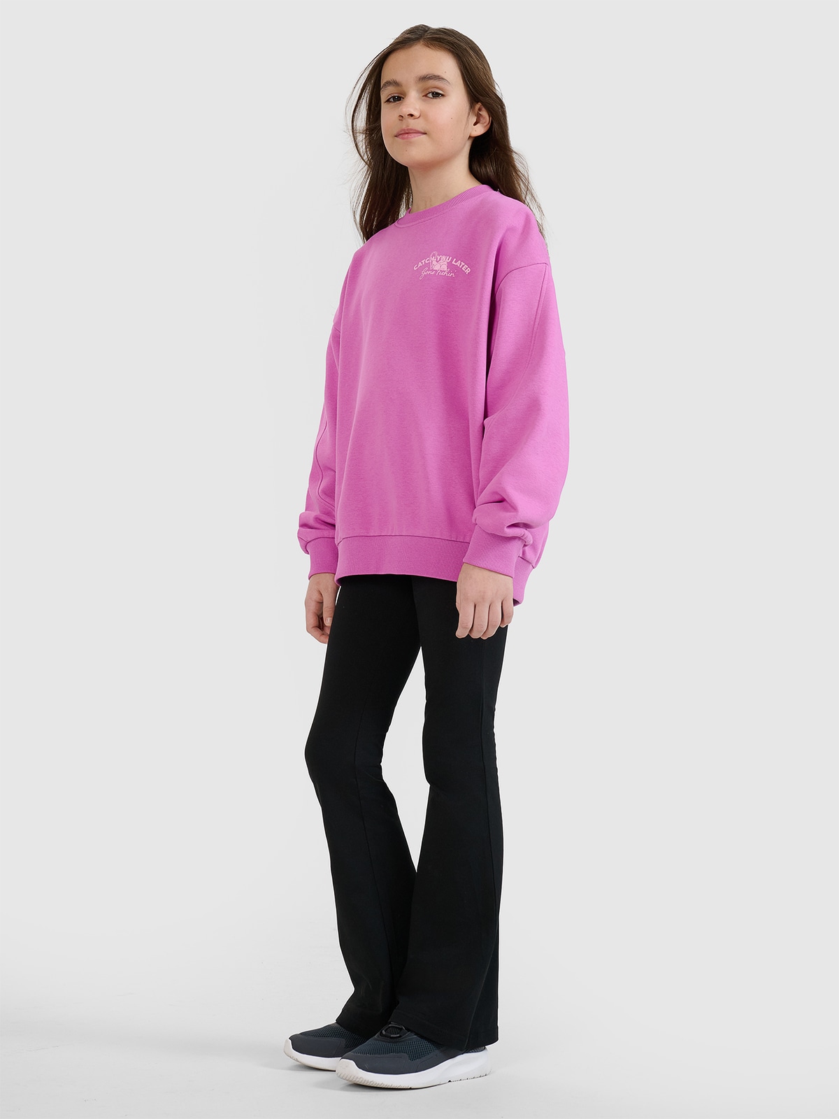 Trikotažinės tamprės su platesnėmis klešnėmis mergaitėms - juodos