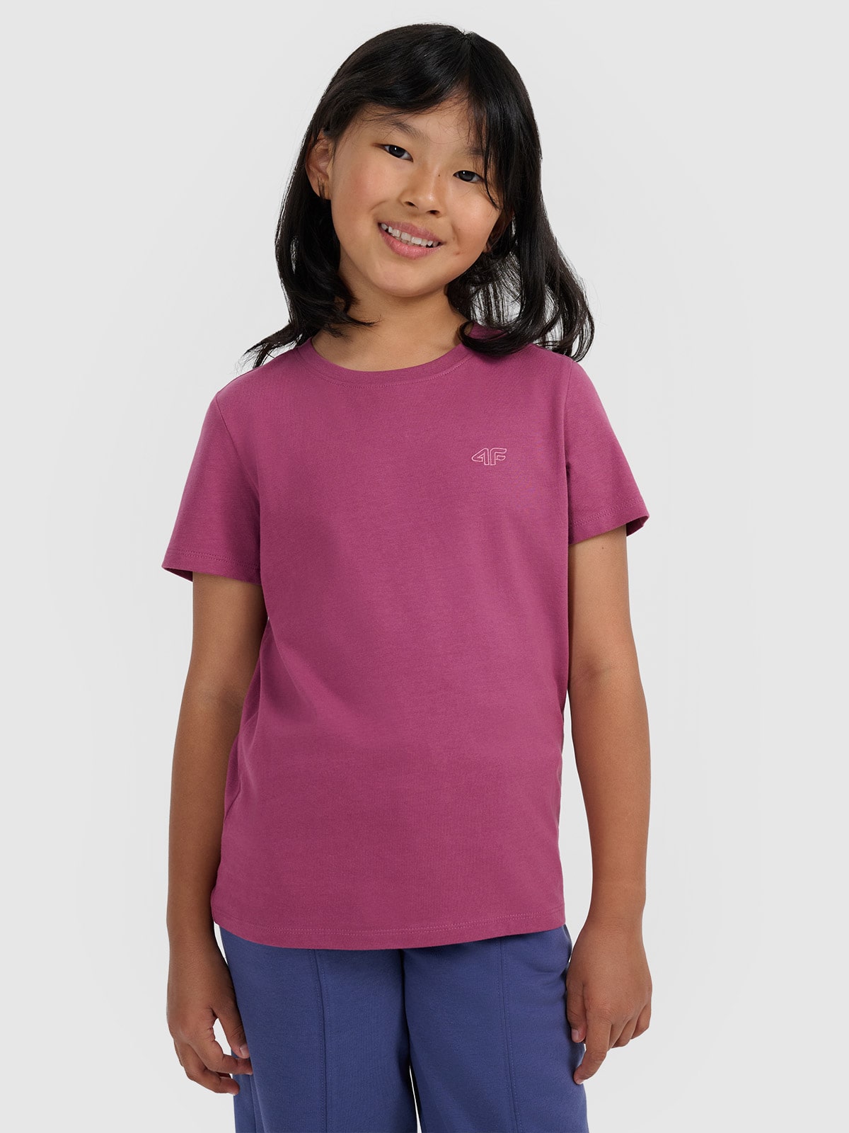 T-shirt regular lygus marškinėliai mergaitėms - violetiniai