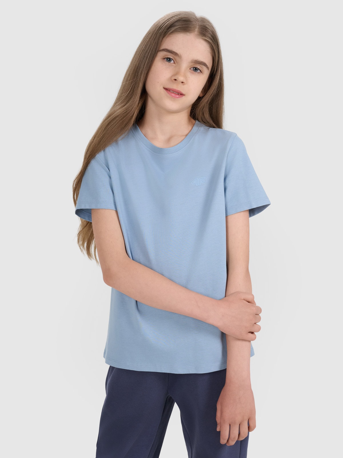 T-shirt regular lygus marškinėliai mergaitėms - mėlyni