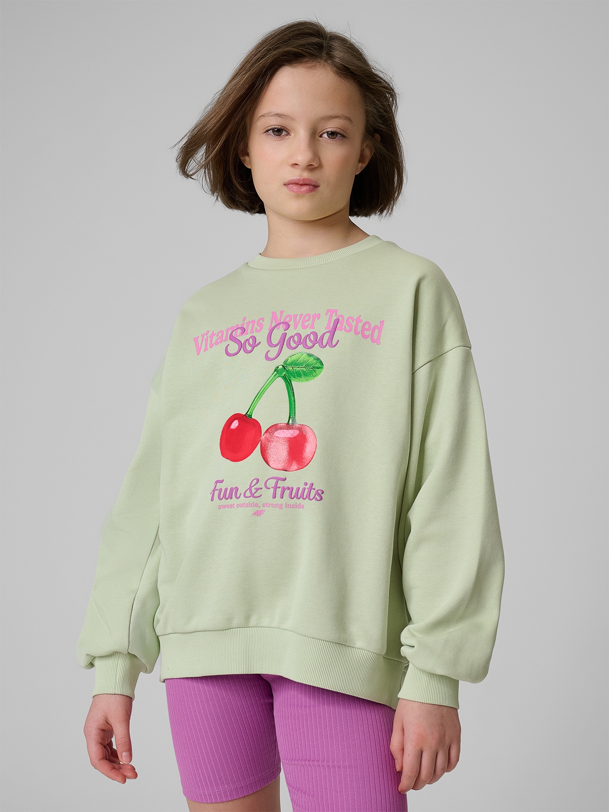 Loose sportinis džemperis be gobtuvo mergaitėms - mėtų