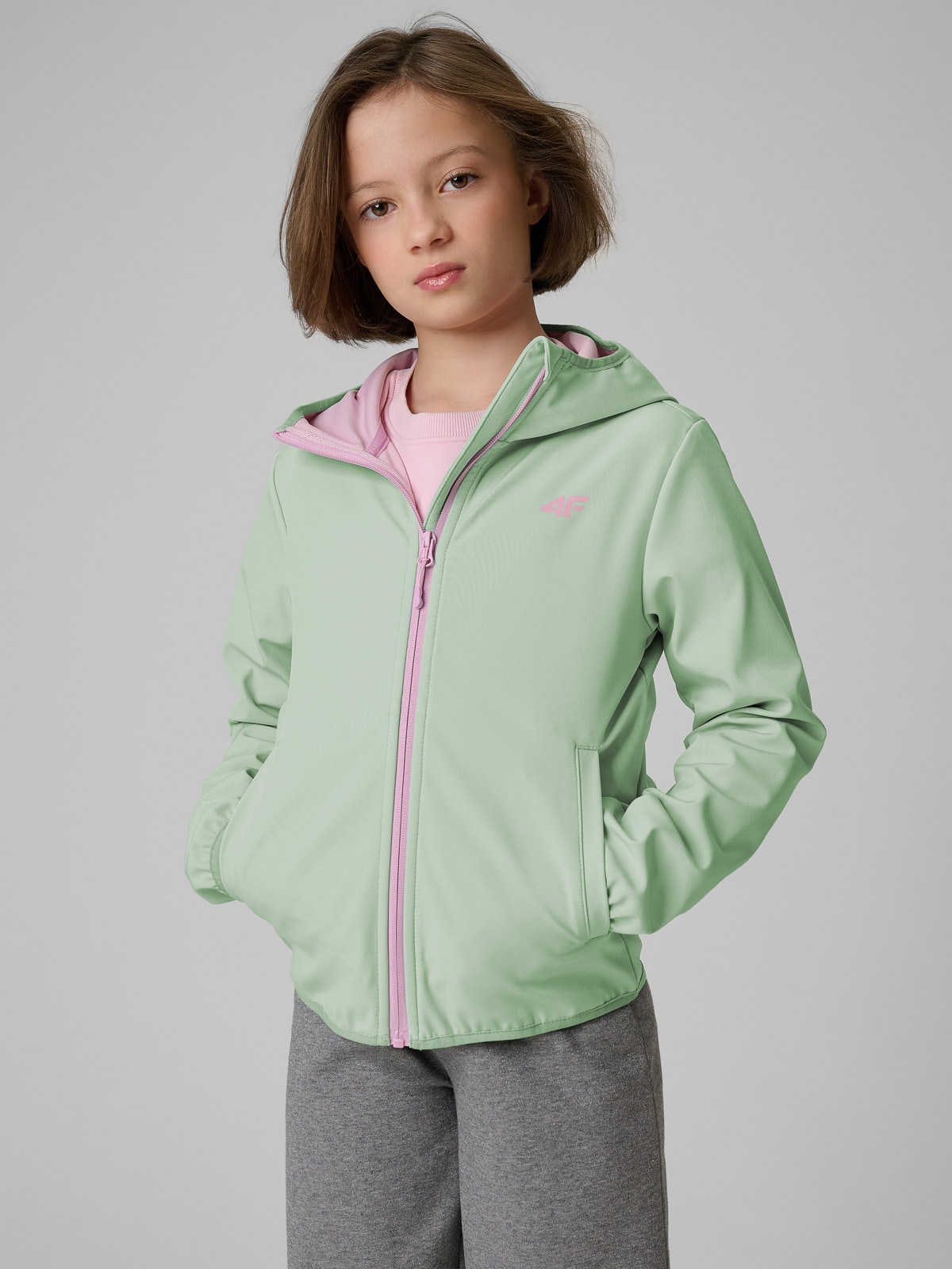 Softshell vėjui atspari striukė membrana 5000 mergaitėms - mėtų