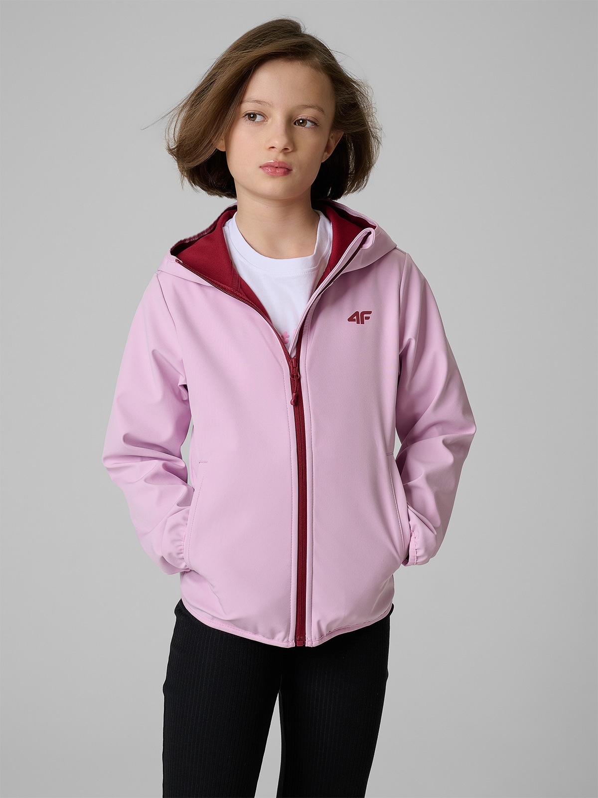 Softshell vėjui atspari striukė membrana 5000 mergaitėms - violetinė