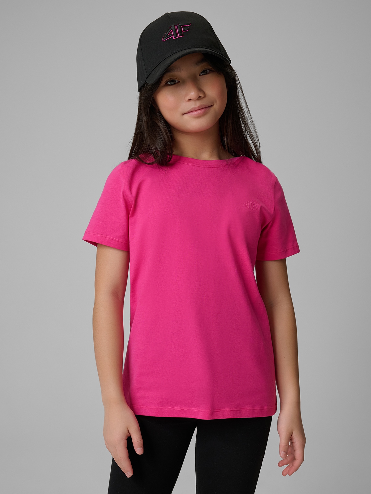 Regularus T-shirt lygus mergaitėms - rožinis