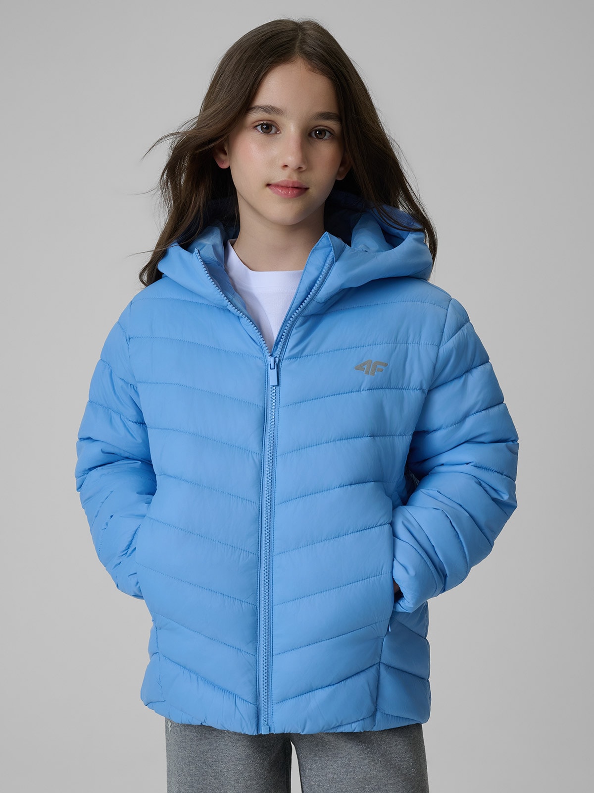 Mergaitiška striukė su sintetiniu užpildu - mėlyna