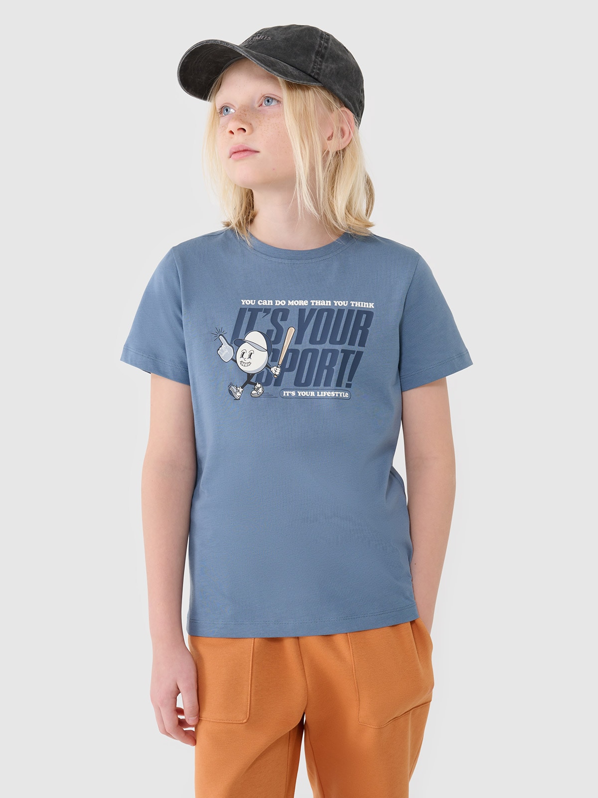 T-shirt regular marškinėliai su grafika berniukams - mėlyni