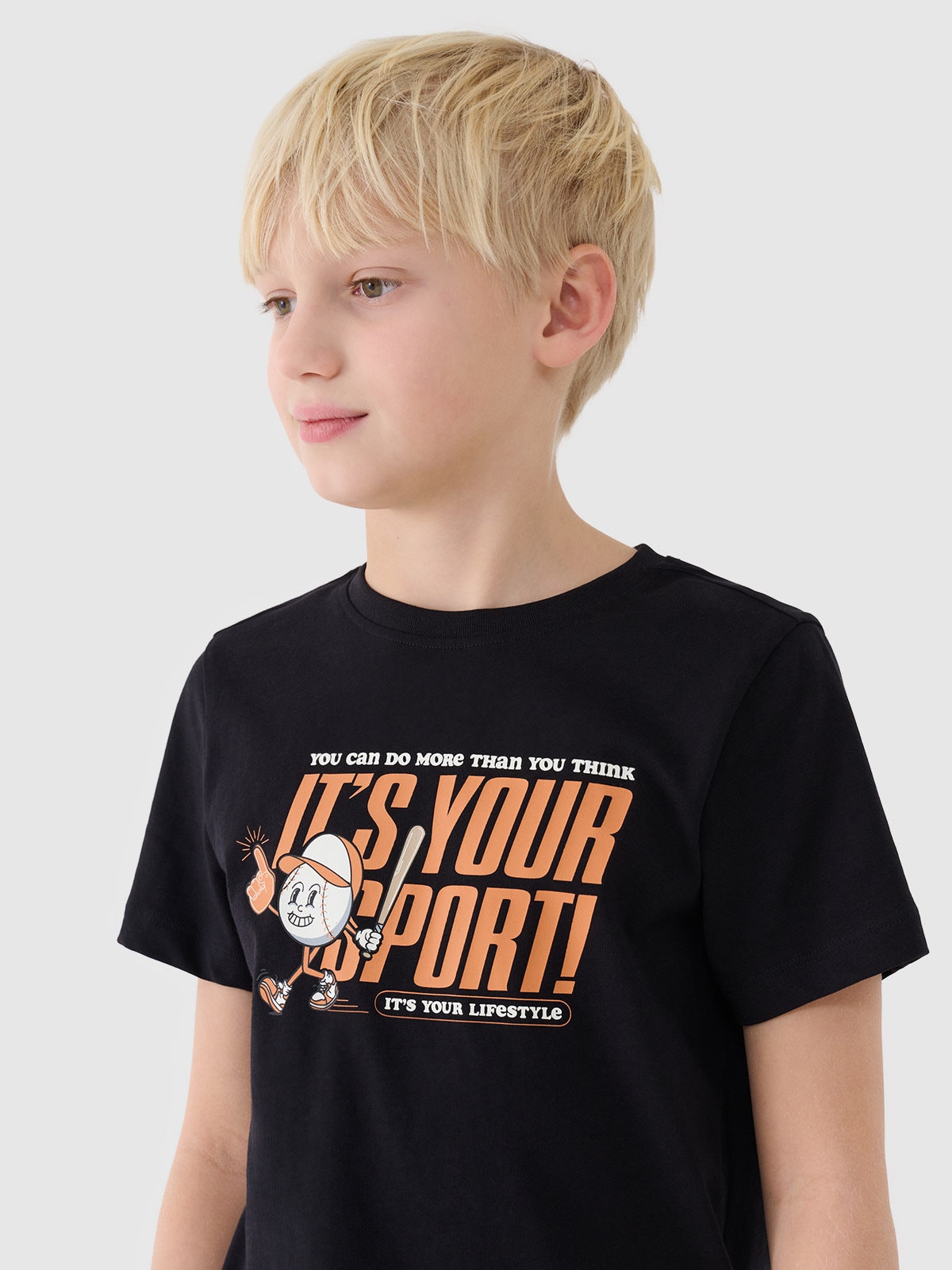 T-shirt regular marškinėliai su spauda berniukams - juodi