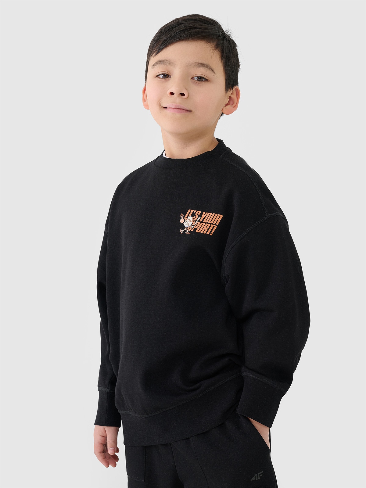 Sportinis neatsegamas džemperis be gobtuvo berniukams - juodas