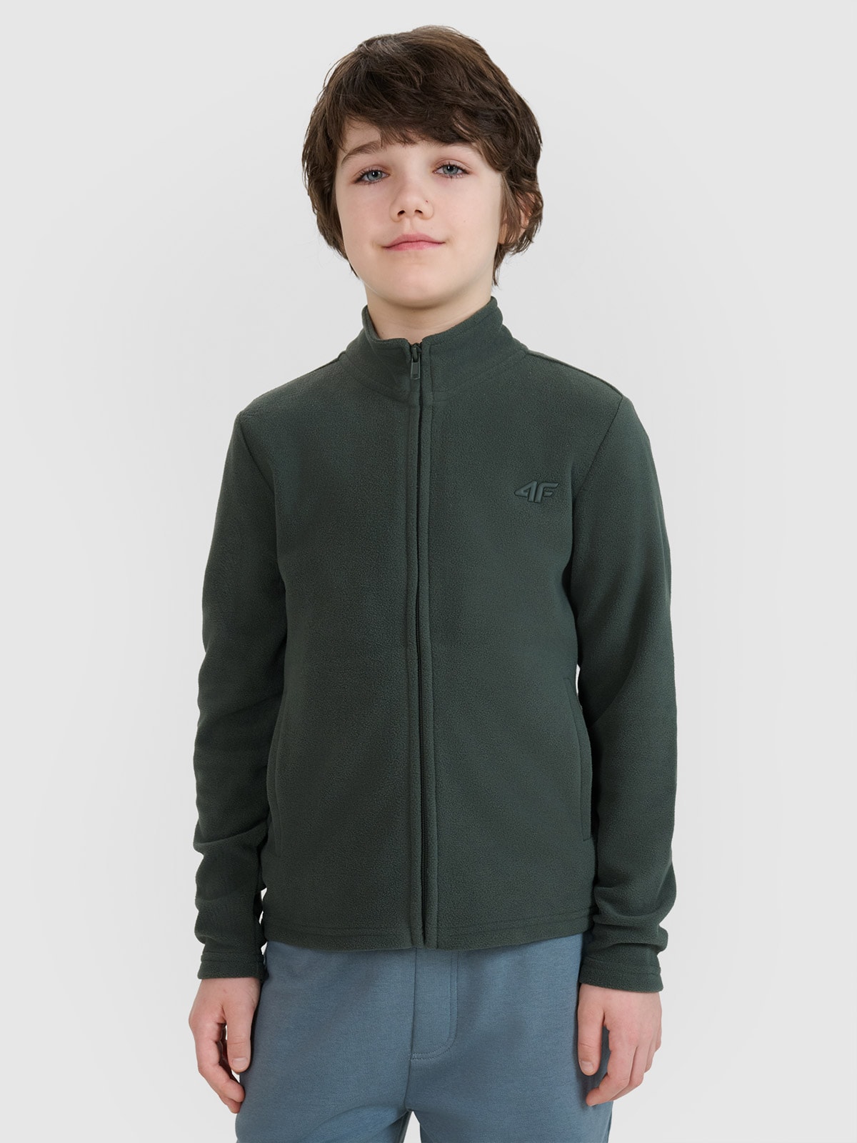 Regular flisas su apykakle berniukams - žalias