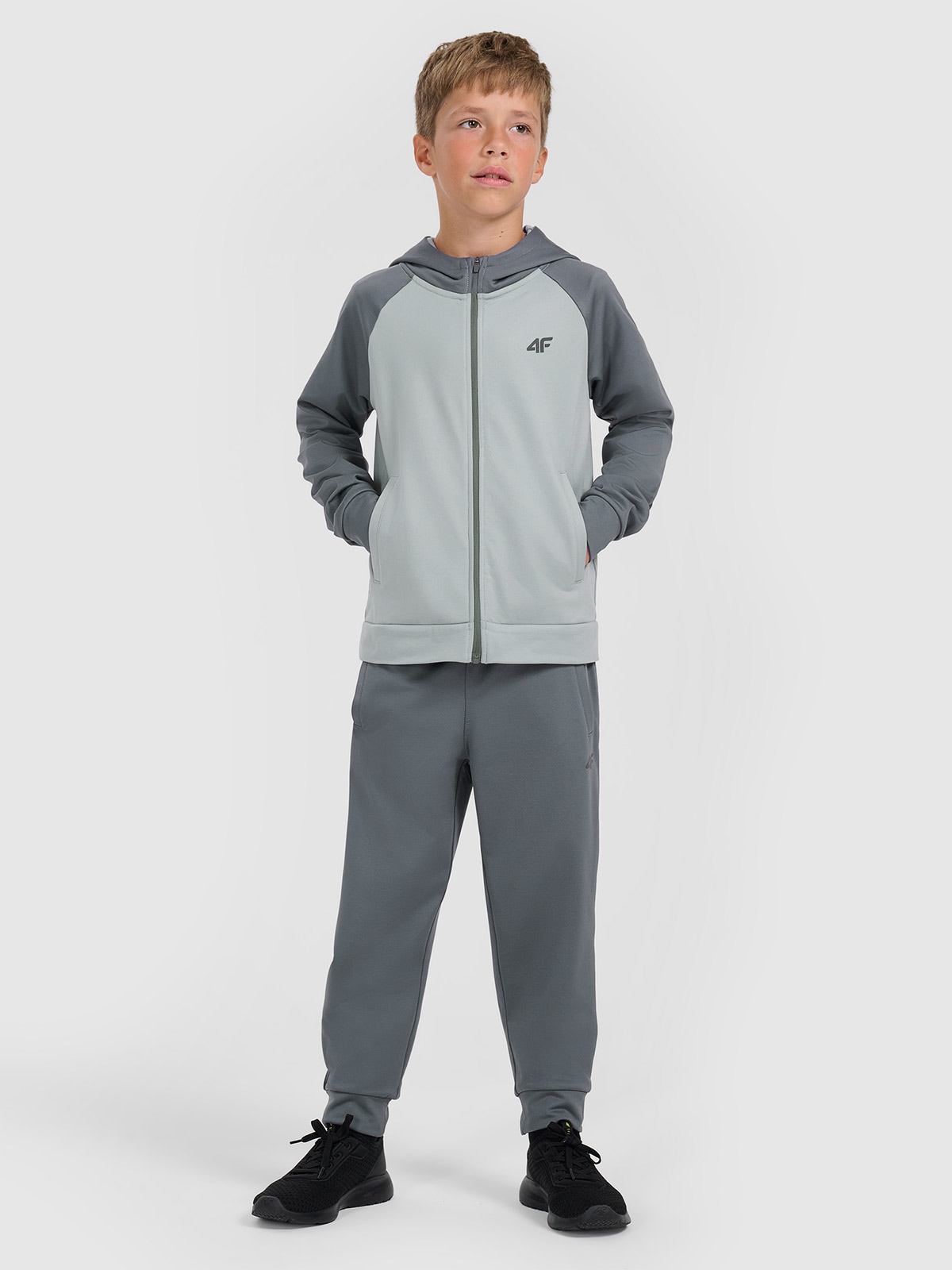 Sportinės greitai džiūstančios jogger kelnės berniukams - pilkos