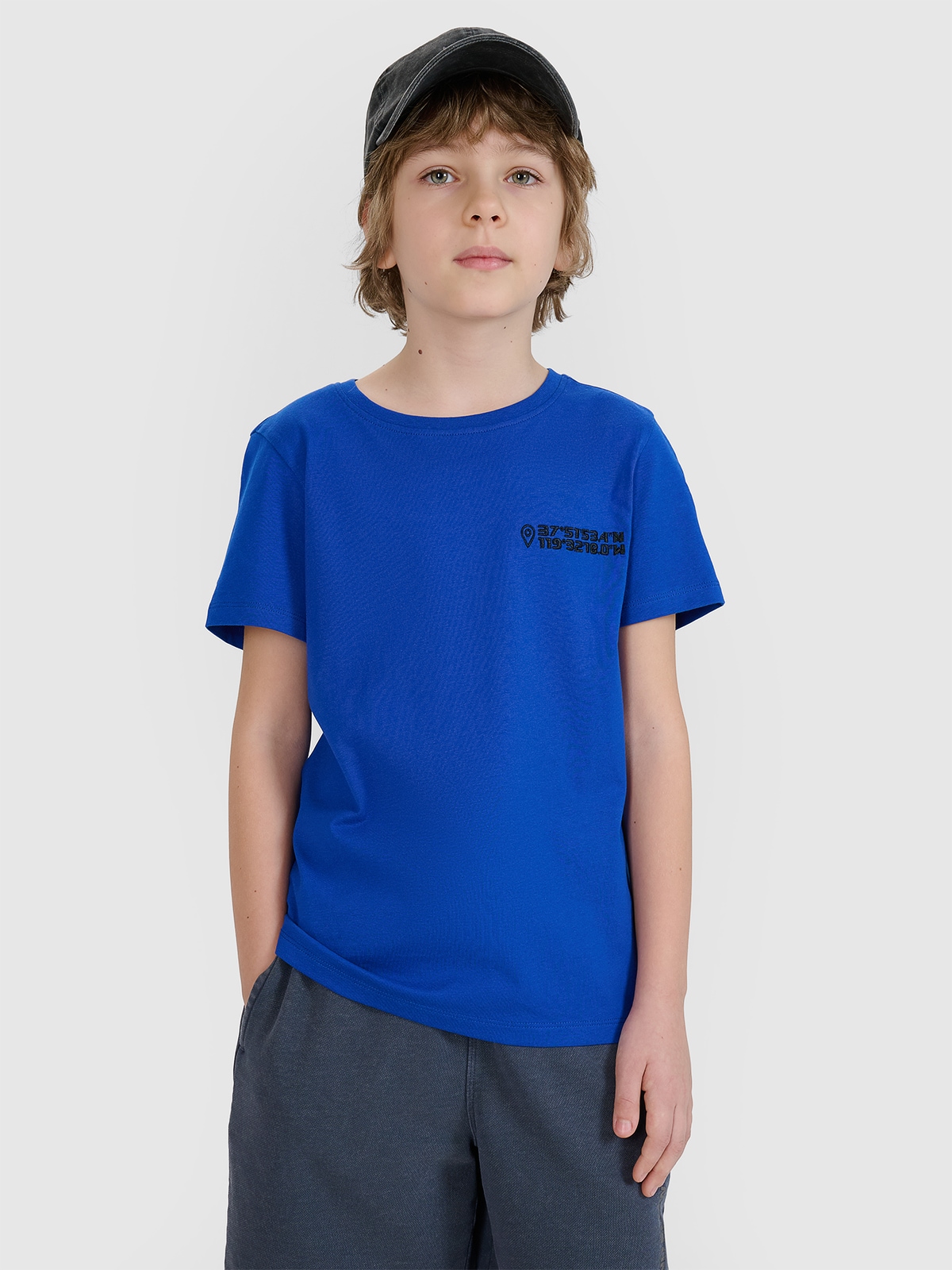 T-shirt regular marškinėliai su grafika berniukams - mėlyni