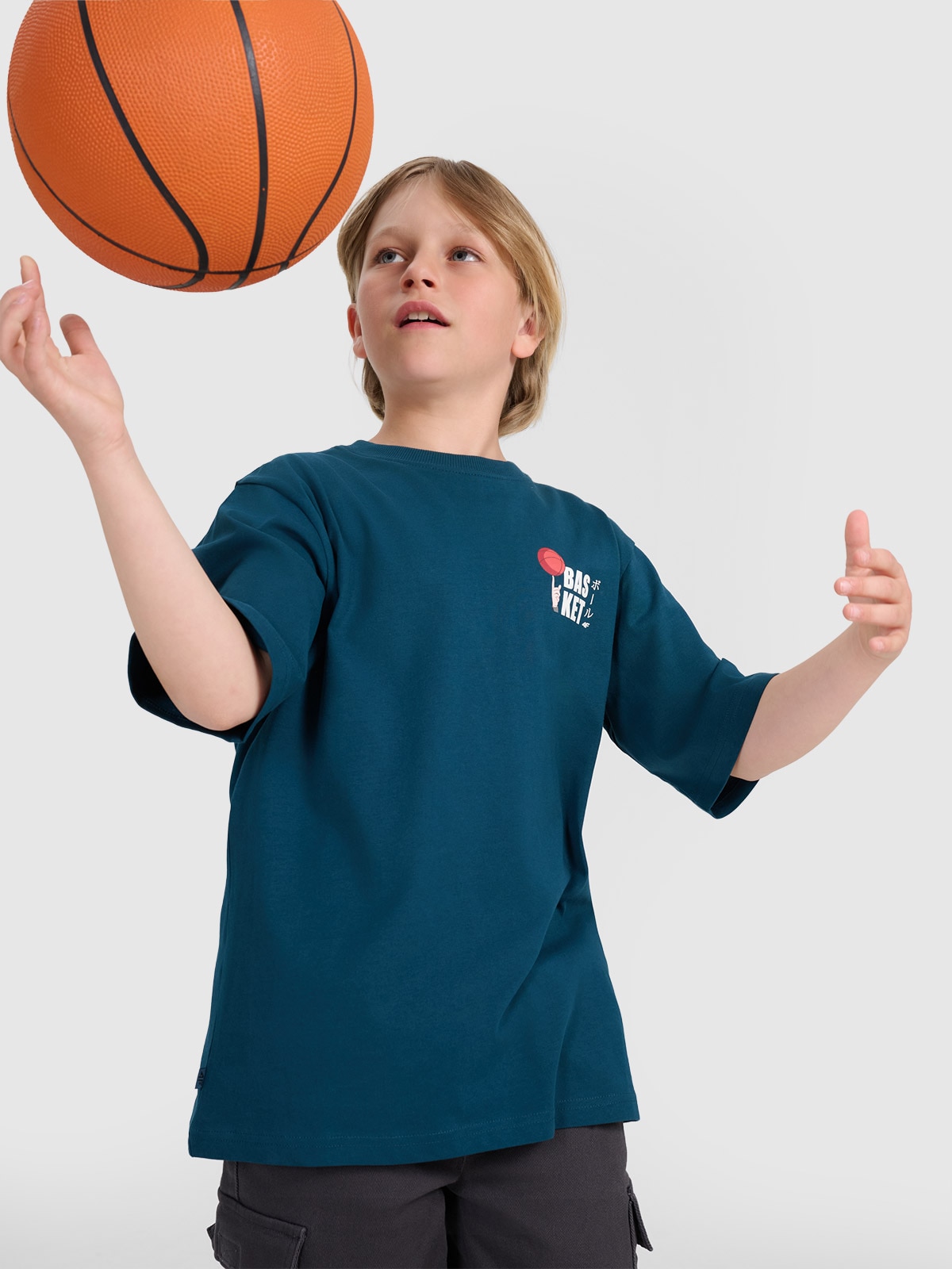 T-shirt oversize marškinėliai berniukams - turkio spalvos