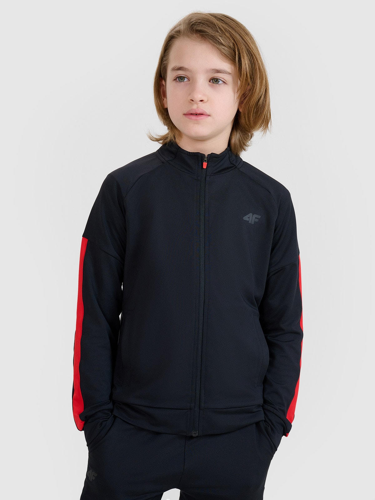 Sportinis atsegamas džemperis be gobtuvo berniukams - juodas