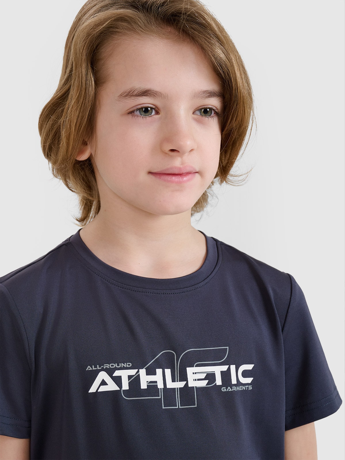 T-shirt sportiniai greitai džiūstantys marškinėliai berniukams - pilki