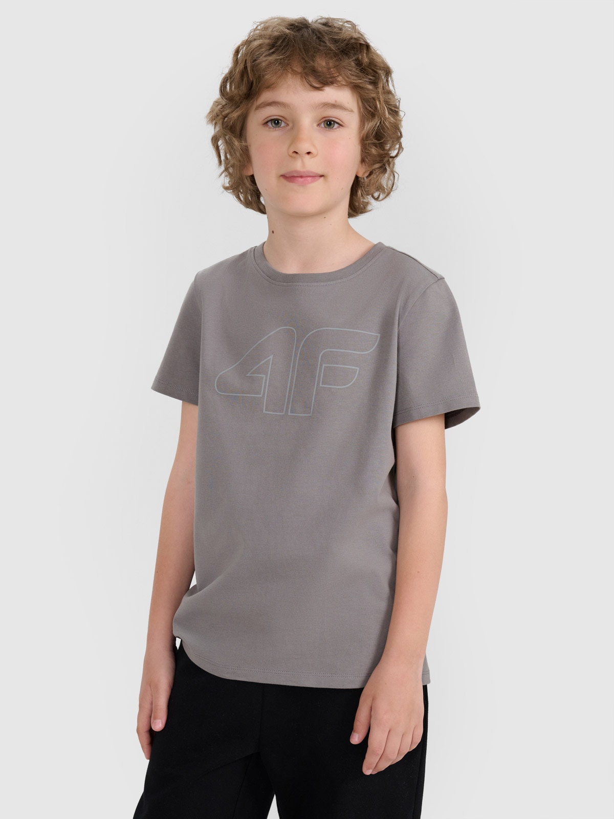 T-shirt regular marškinėliai su spauda berniukams - pilki