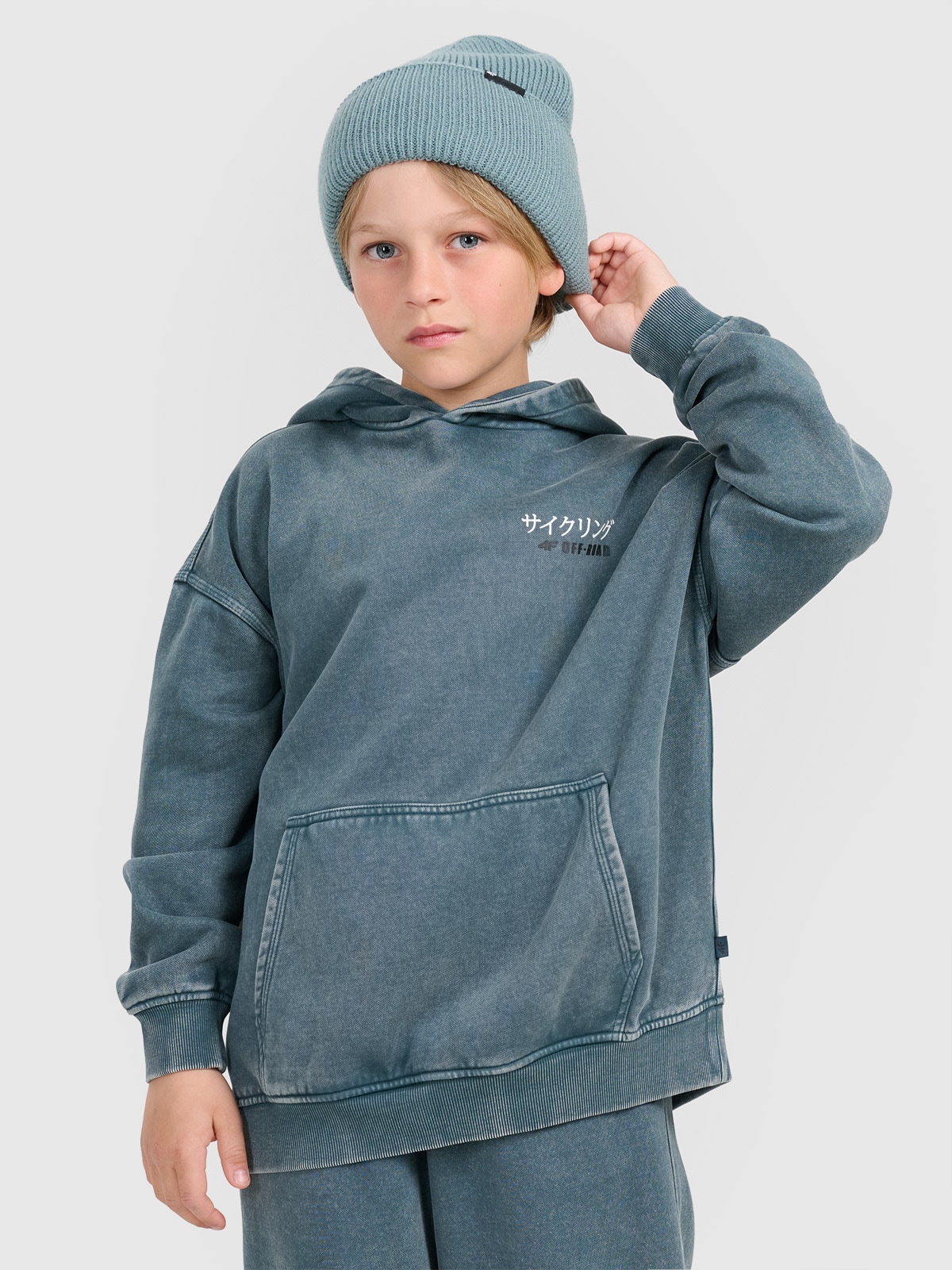 Sportinis neatsegamas, džemperis su gobtuvu berniukams - turkio spalvos