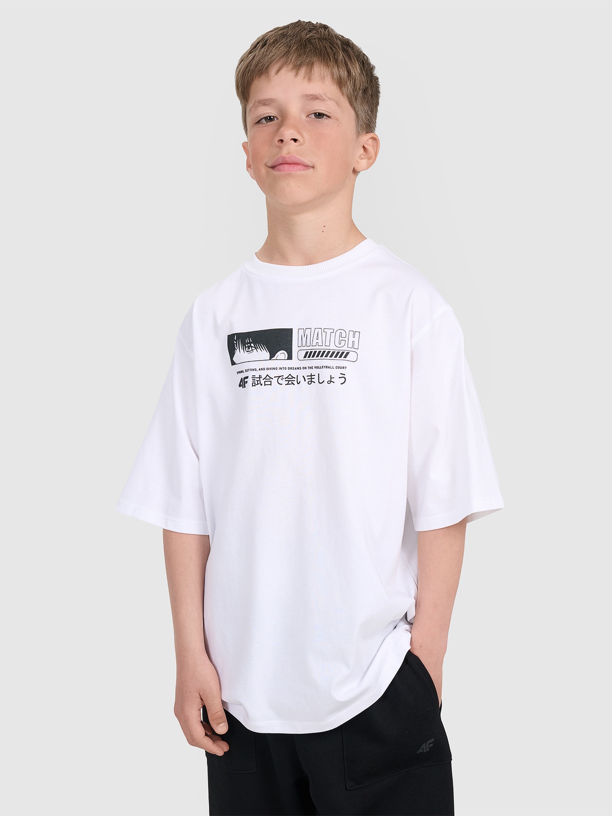 T-shirt oversize marškinėliai berniukams - balti