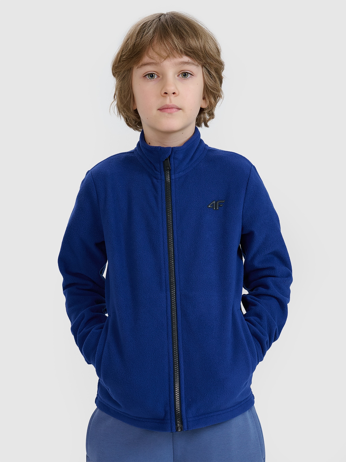 Regular flisas su apykakle berniukams - mėlynas