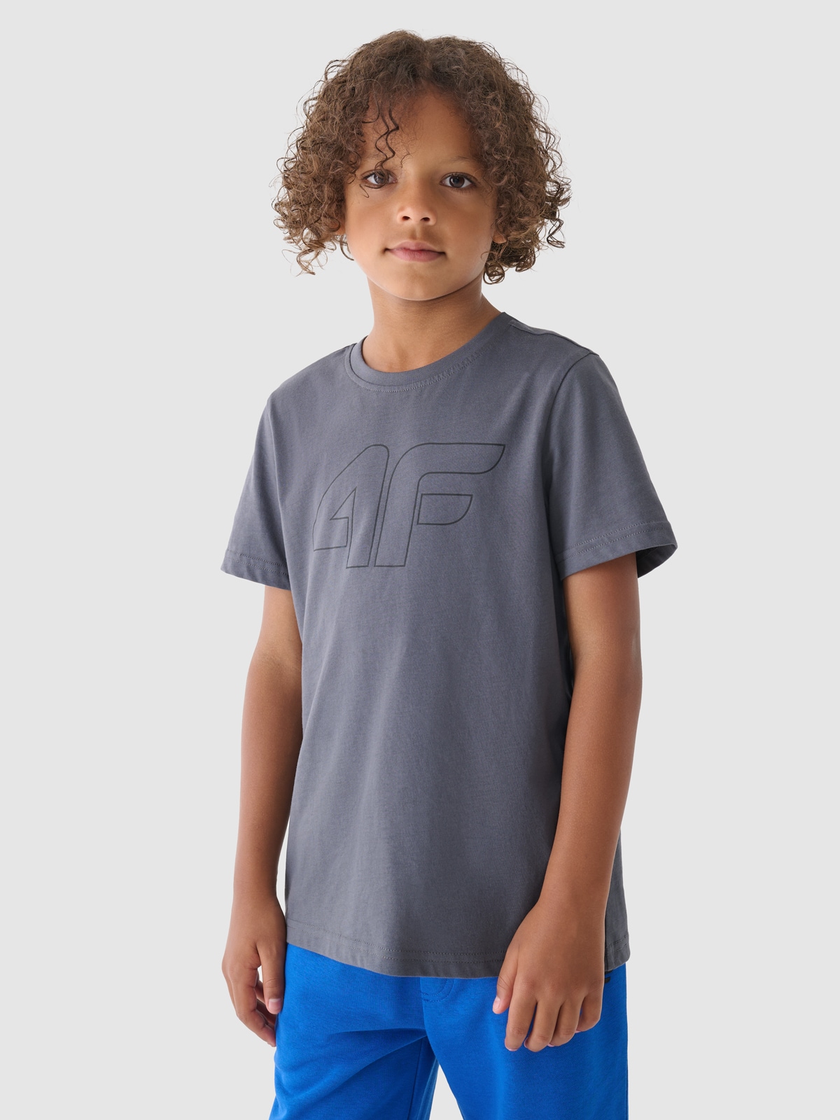 T-shirt marškinėliai su grafika berniukams - pilki