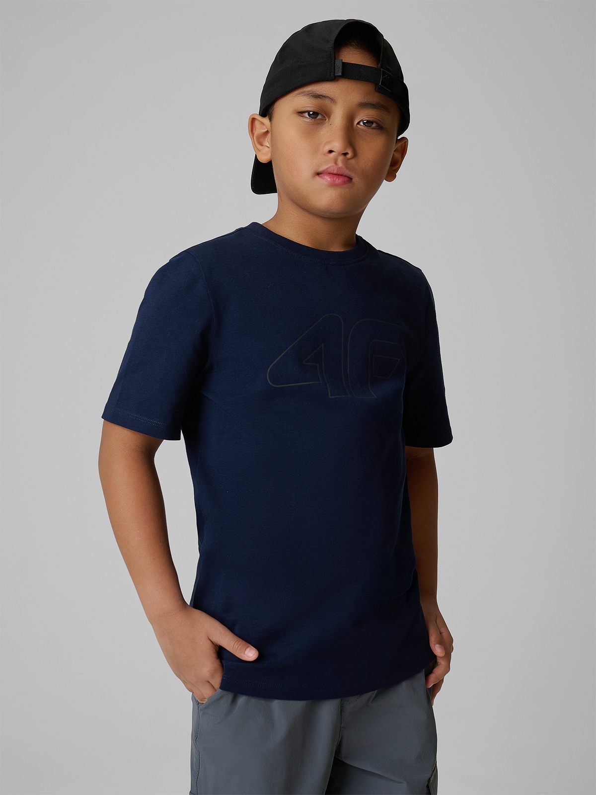 Berniukiški regular marškinėliai su spauda - tamsiai mėlyni