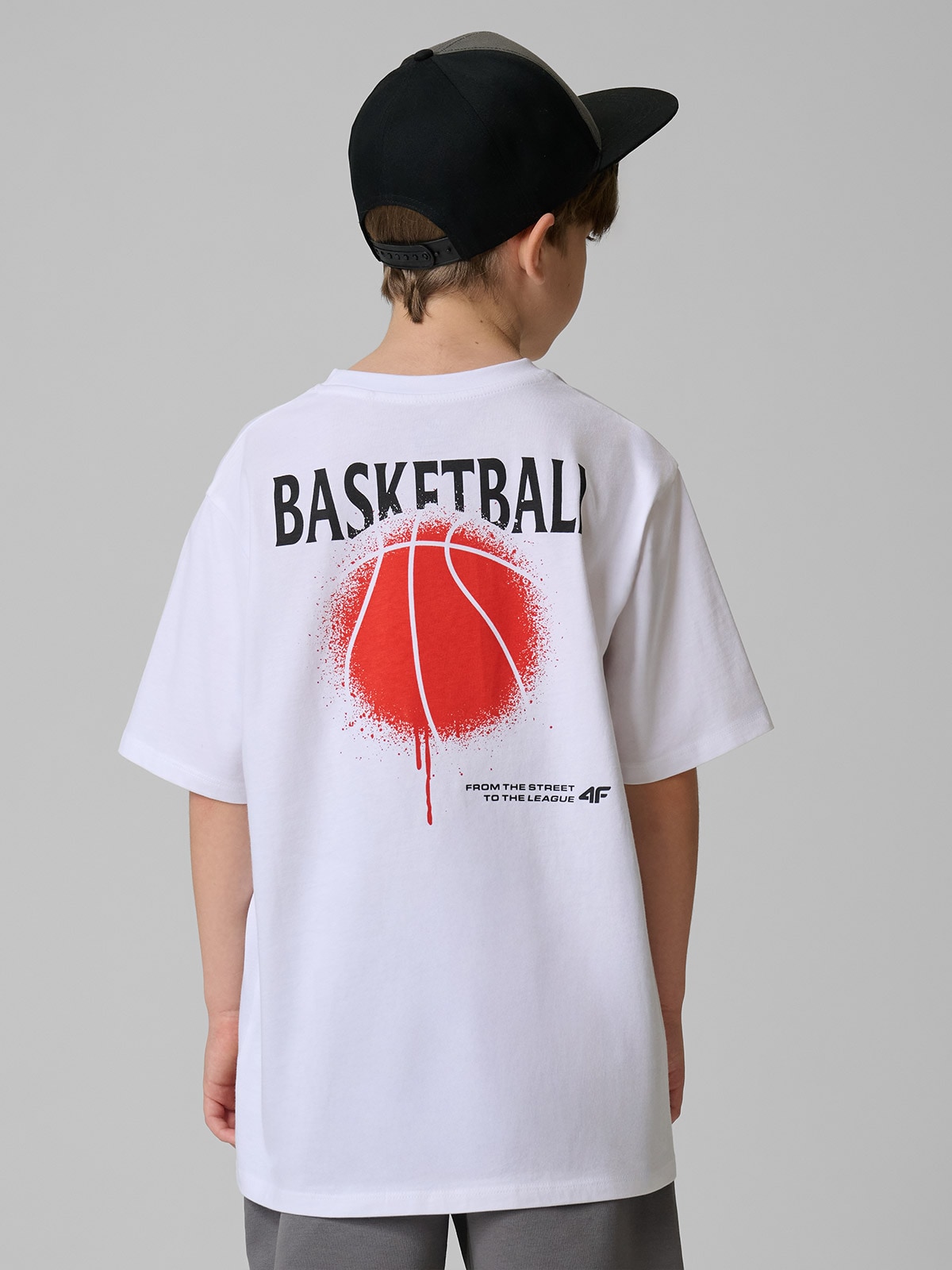 Laisvi marškinėliai su spauda berniukams - balti