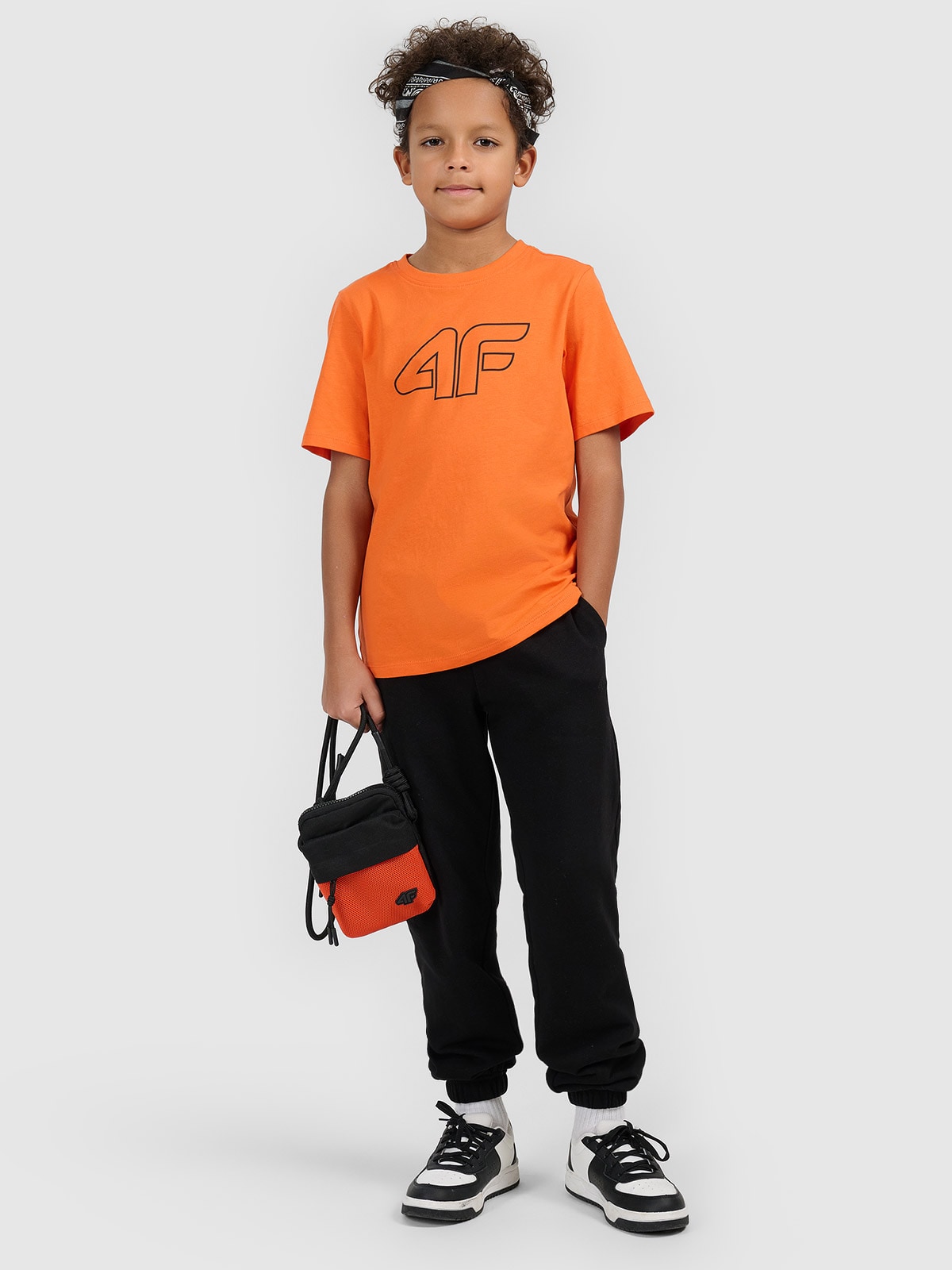 T-shirt regular marškinėliai su spauda berniukams - oranžiniai