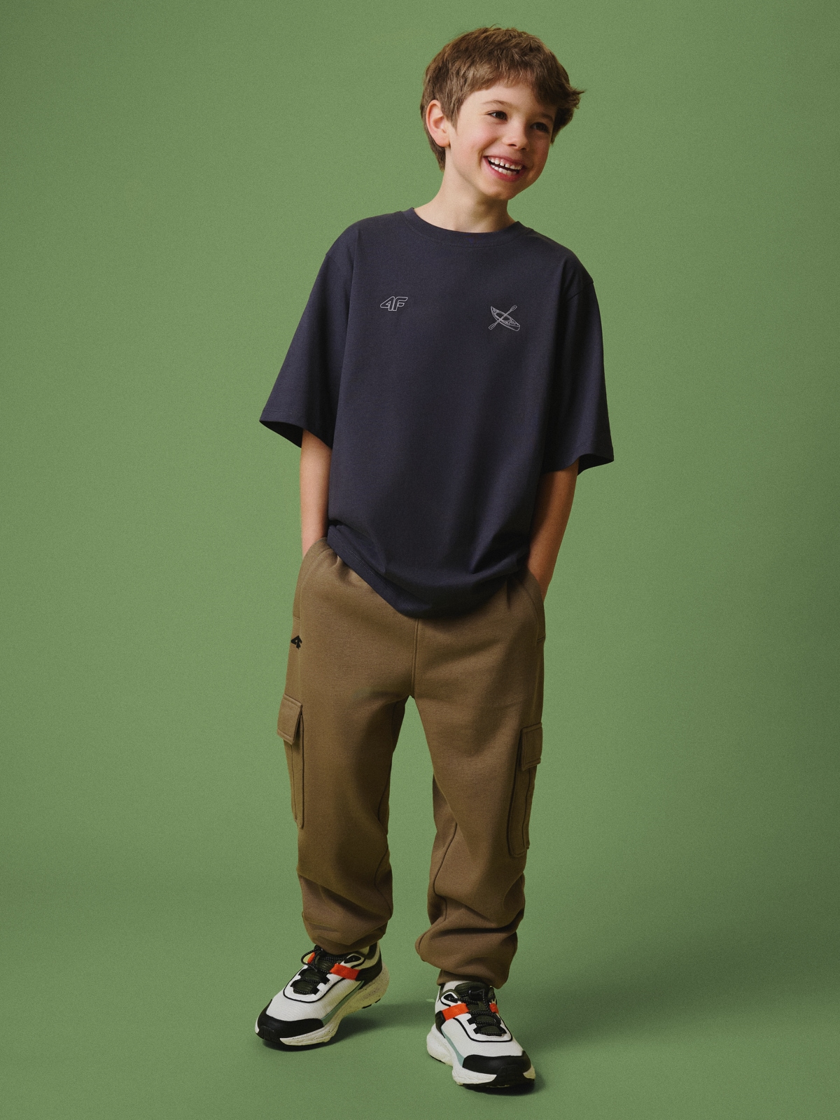 Sportinės cargo kelnės berniukams - rudos