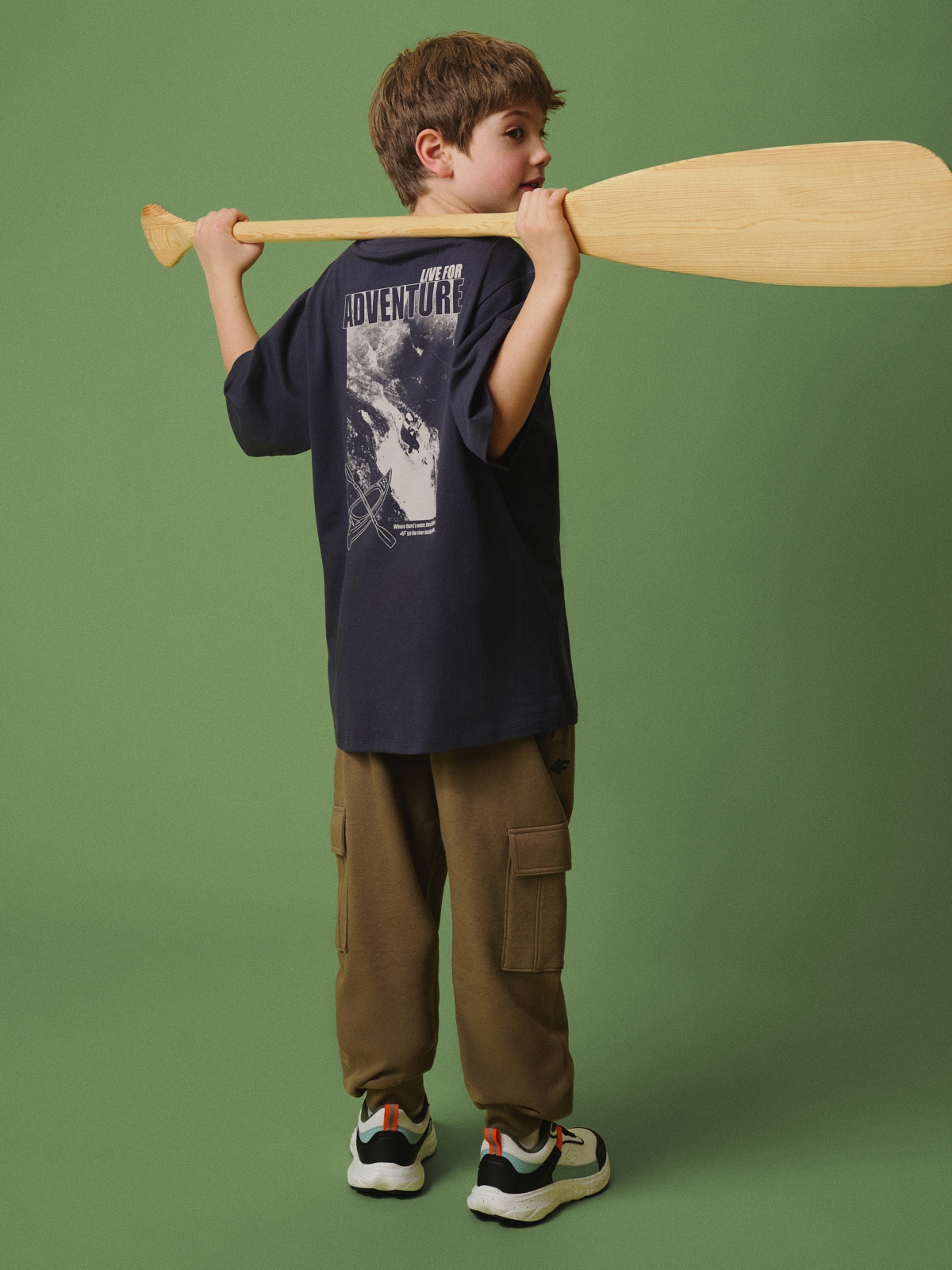 T-shirt loose marškinėliai su spauda berniukams - pilki