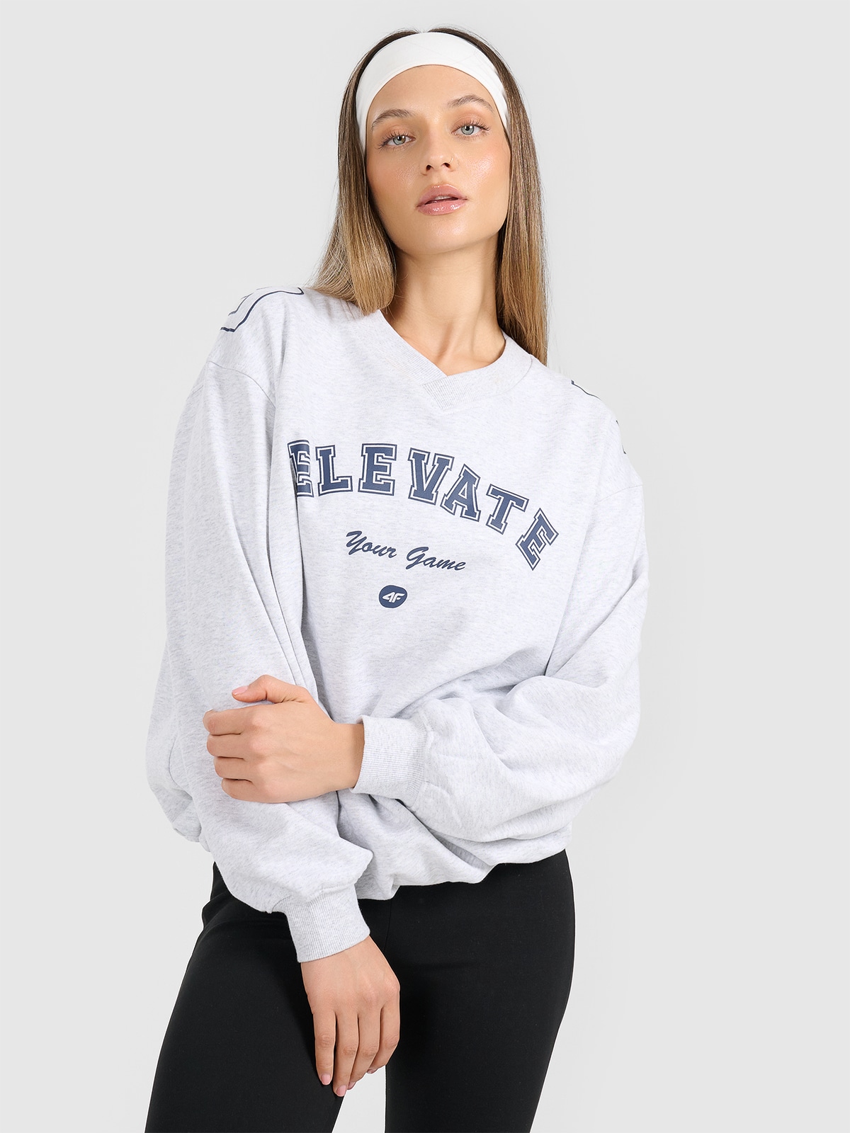 Moteriškas sportinis neatsegamas džemperis be gobtuvo - pilkas