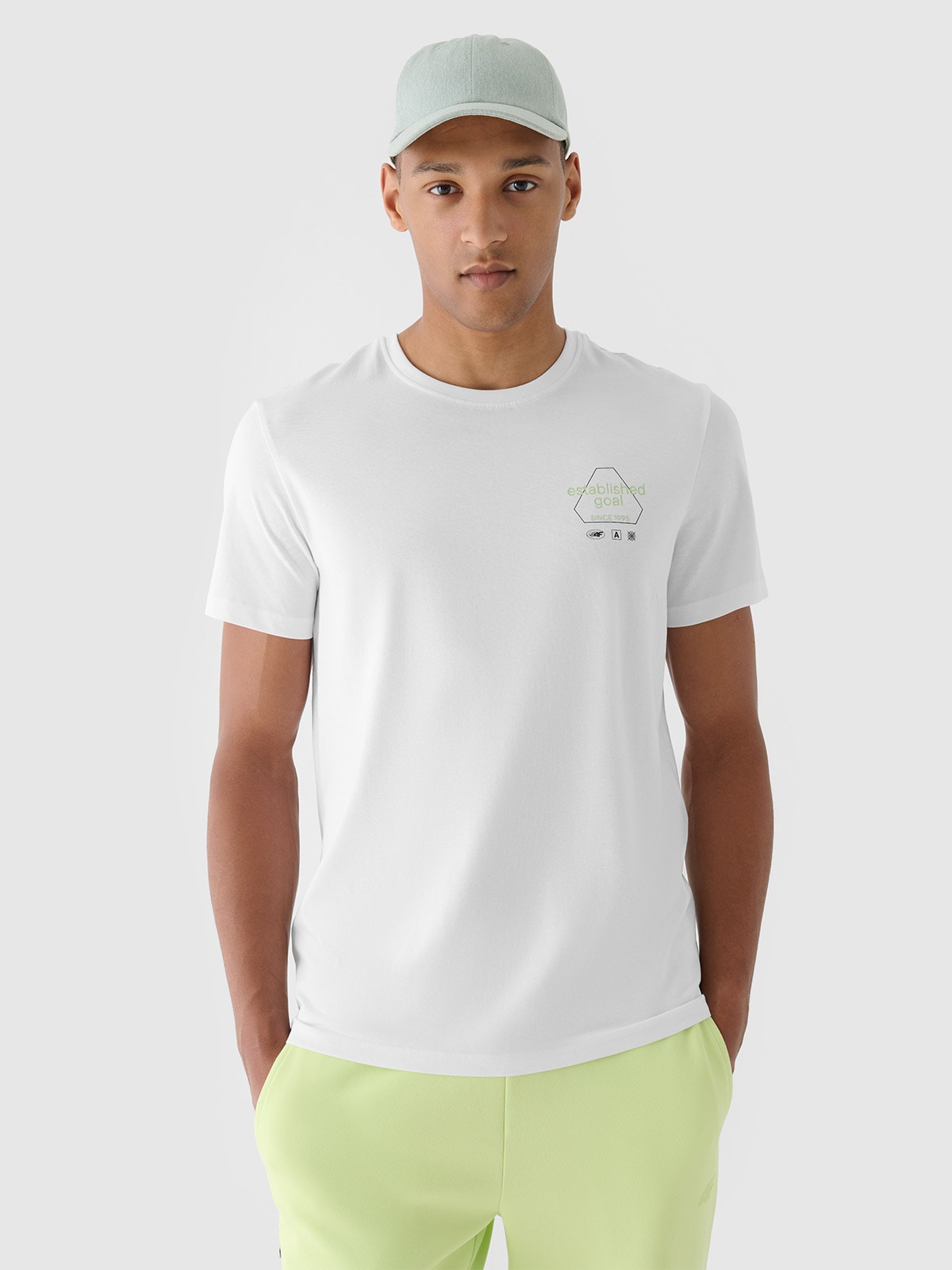 Vyriški T-shirt regular marškinėliai su spauda - balti