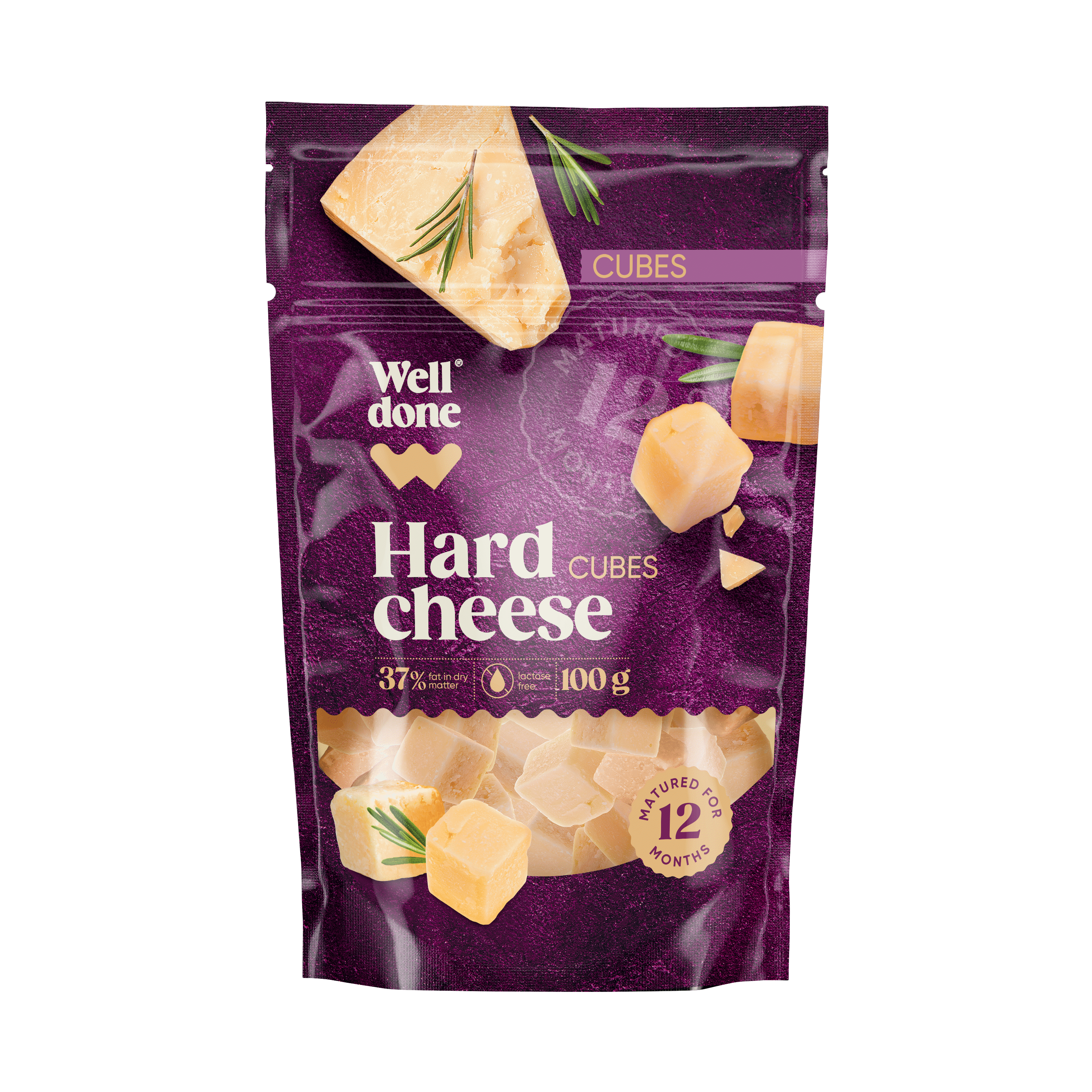 Kietasis sūris WELL DONE, brand. 12 mėn., 37 % rieb. s. m., 100 g
