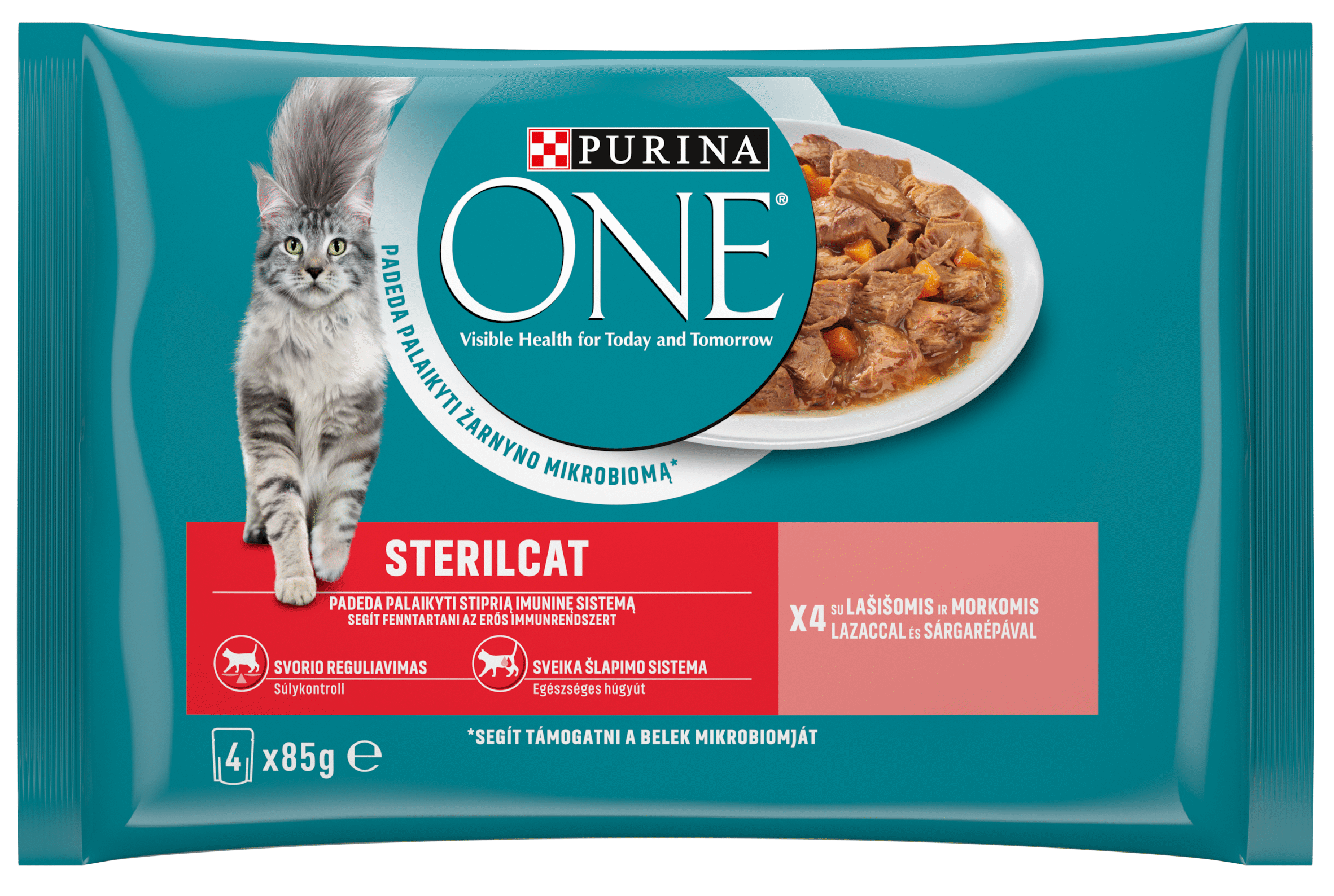 Kon. kačių ėdalas ONE STERILCAT su lašiša, 4x85g, 340 g