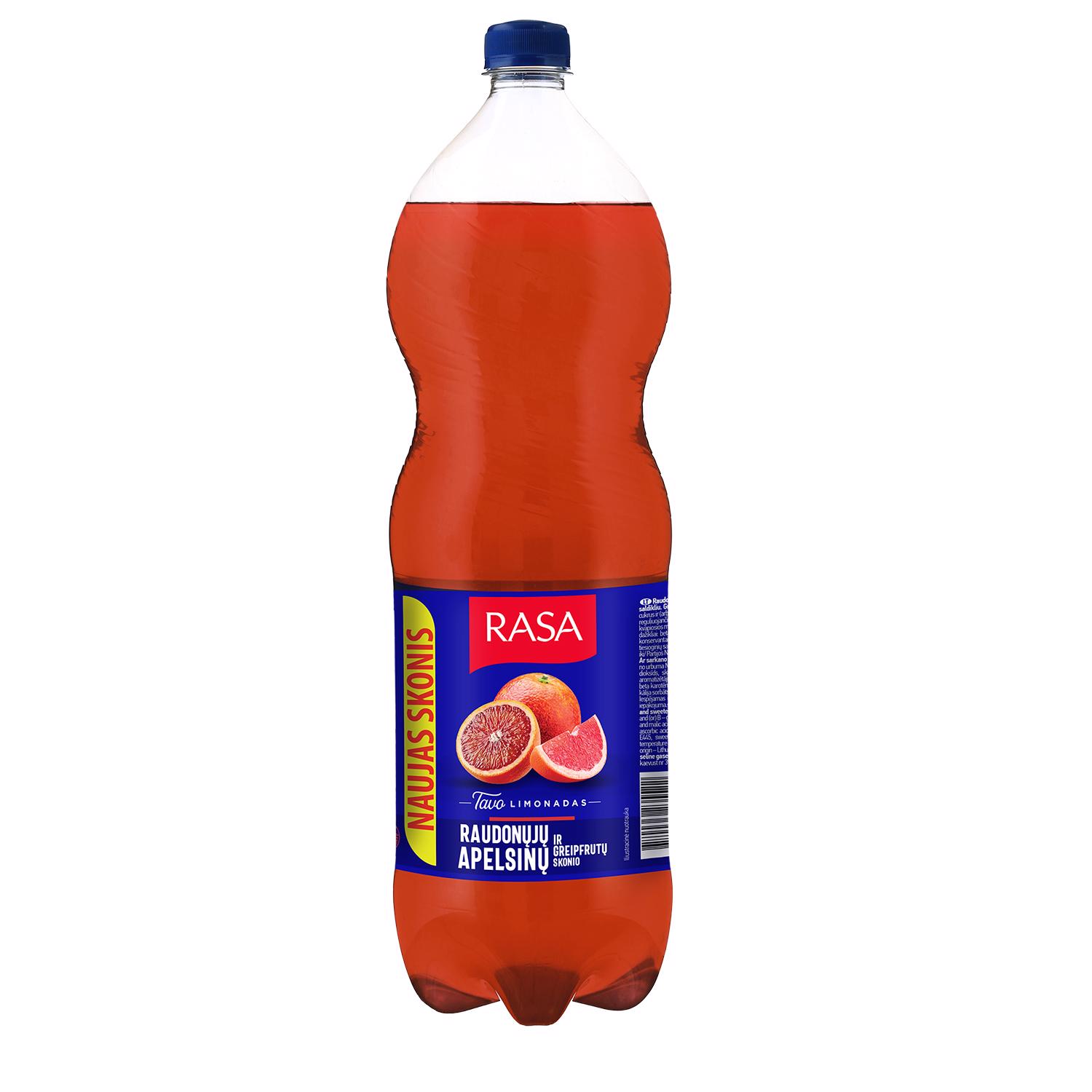 Gazuotas gėrimas RASA, raudonųjų apelsinų, greipfrutų skonio, 2 l