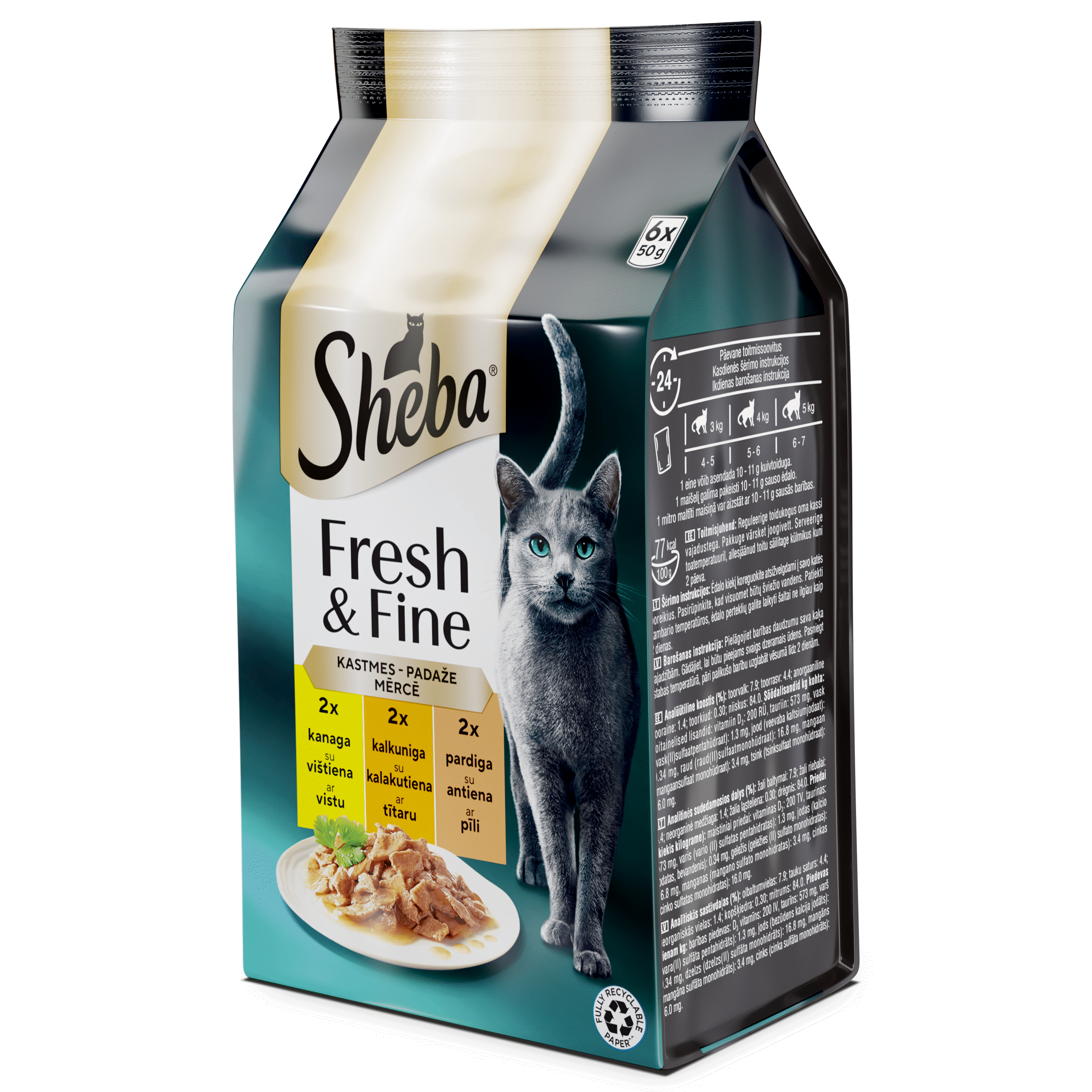 Konservuotas kačių ėdalas SHEBA (mini rink. su paukštiena), 300 g