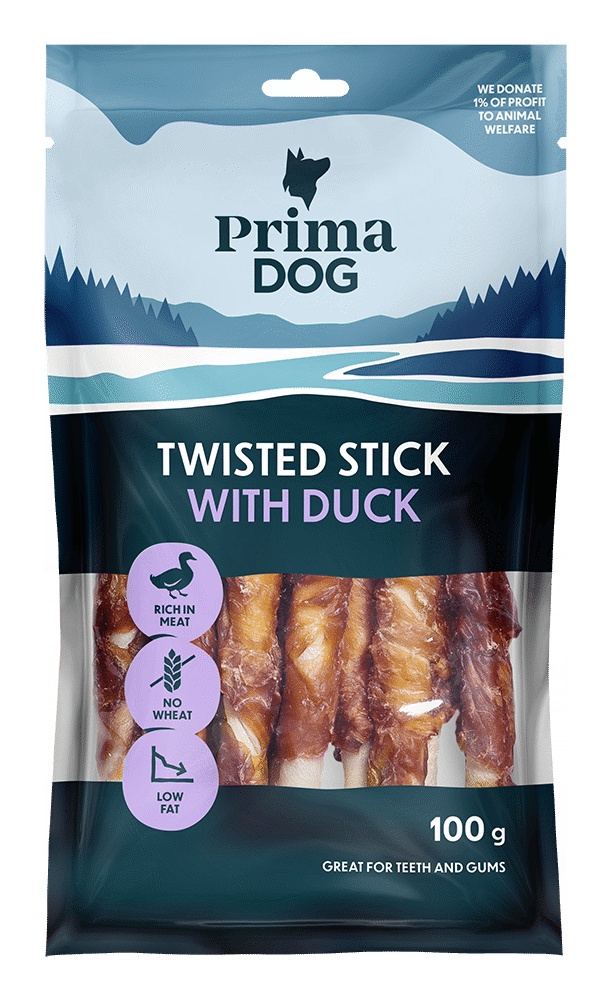 Šunų skanėstas PRIMADOG (antienos ir odos lazdėlė), 100 g