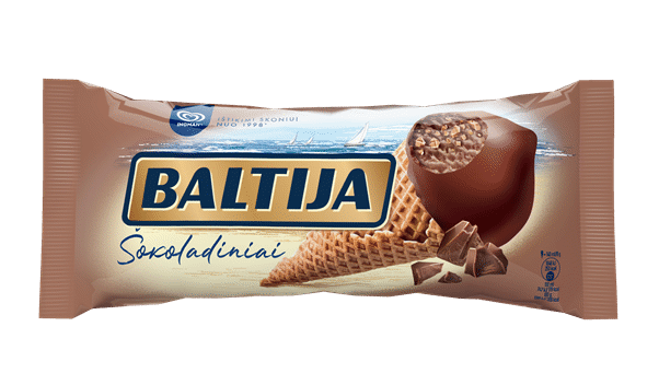 Šokoladiniai ledai BALTIJA su vaflių gabaliukais, 81 g