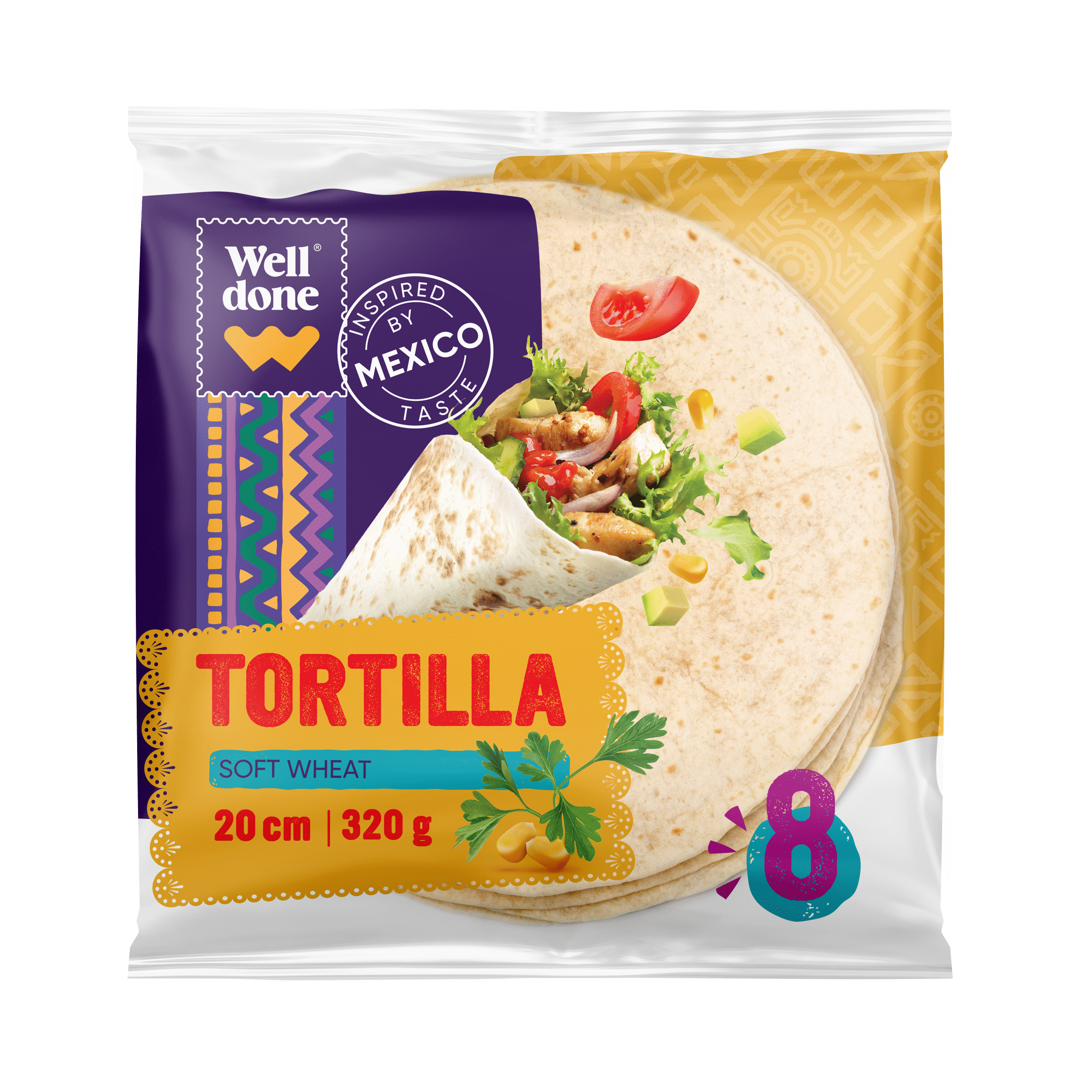 Tortilijos WELL DONE, 8 vnt., 320 g