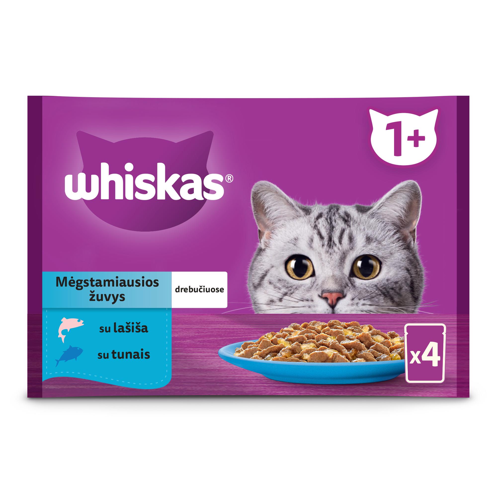 Konservuotas kačių ėdalas WHISKAS su žuvimi, 4 x 85 g, 340 g