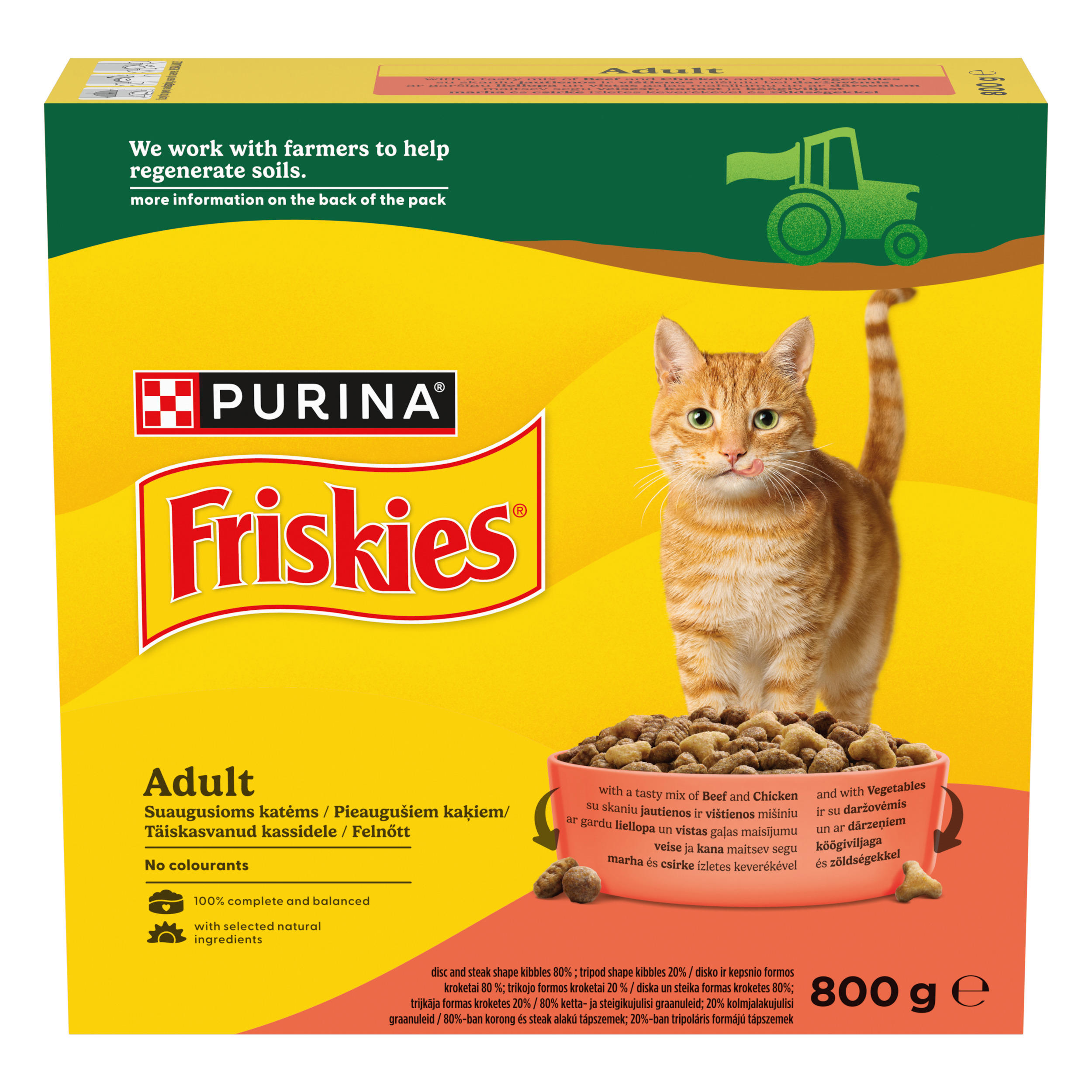 Sausas ėdalas katėms su jautiena, vištiena ir daržovėmis FRISKIES  Adult, 800g