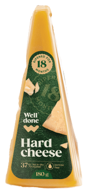Kietasis sūris WELL DONE, brand. 18 mėn., 37 % rieb. s. m., 180 g