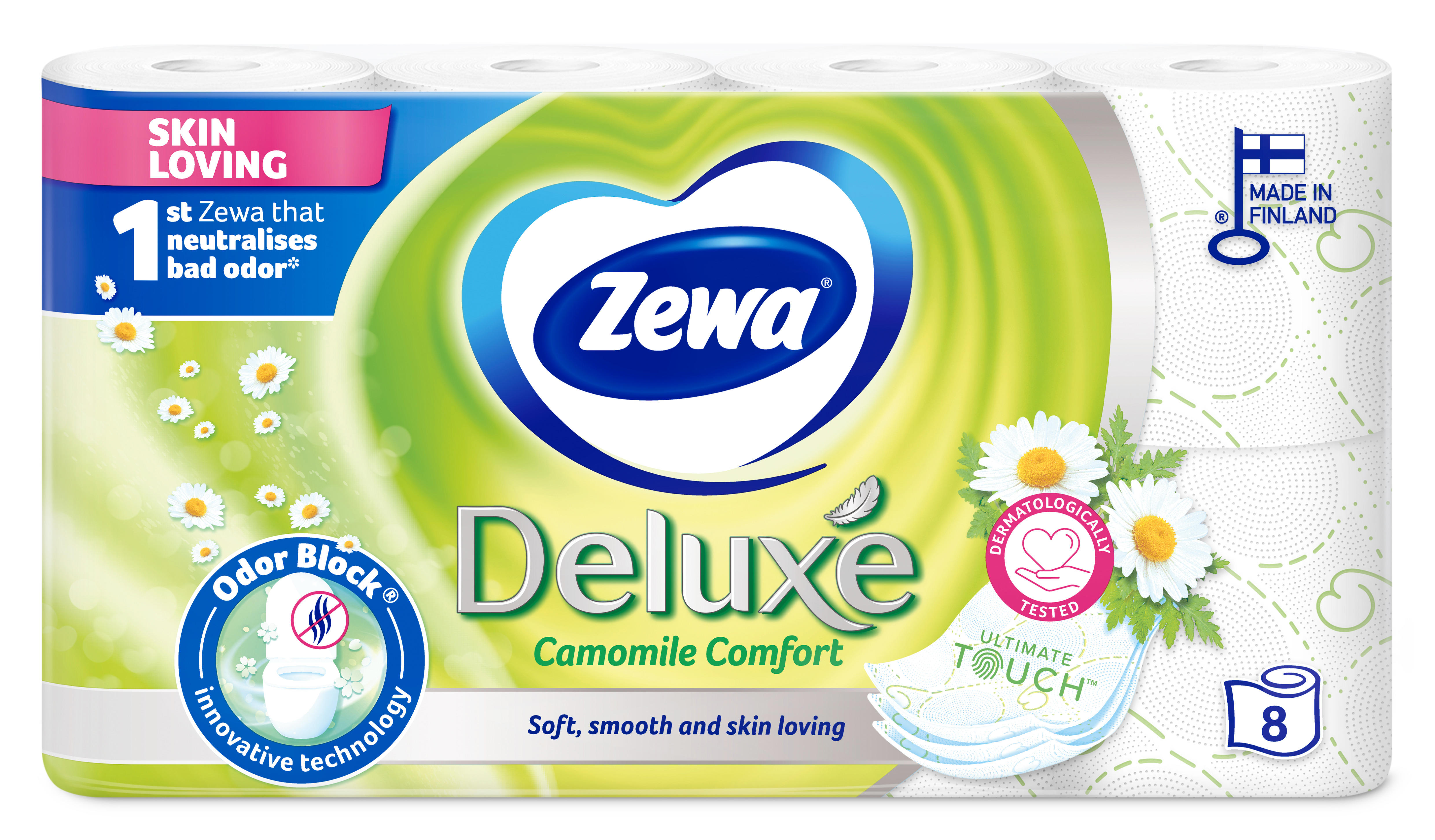 Tualetinis popierius ZEWA DELUXE CAMOMILE (3 sluoksnių), 8 vnt.