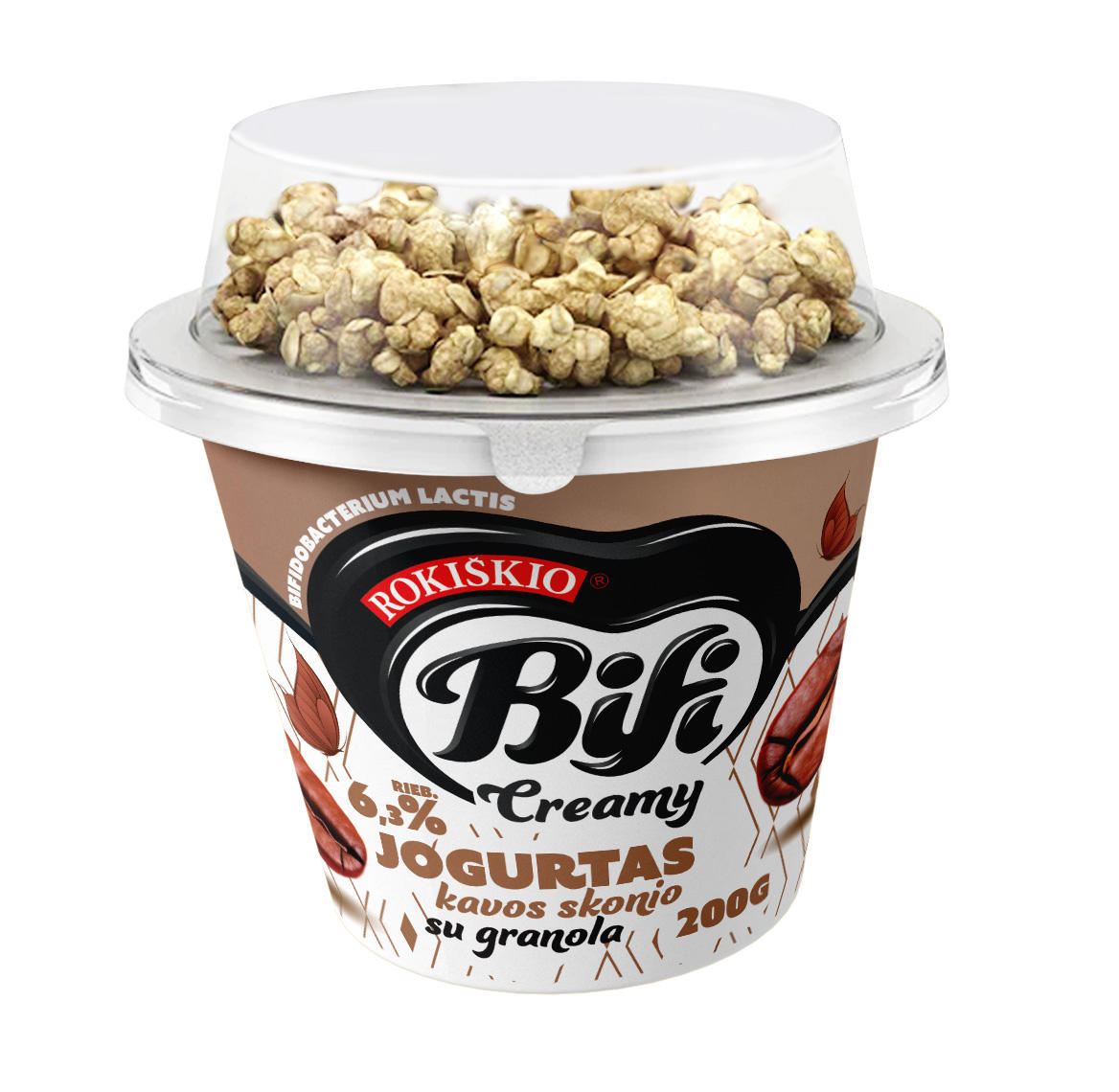 Jogurtas BIFI, kavos skonio su granola, 6,3 % rieb., 200 g