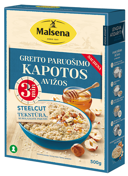 Greitai paruošiamos kapotos avižos MALSENA, 500 g