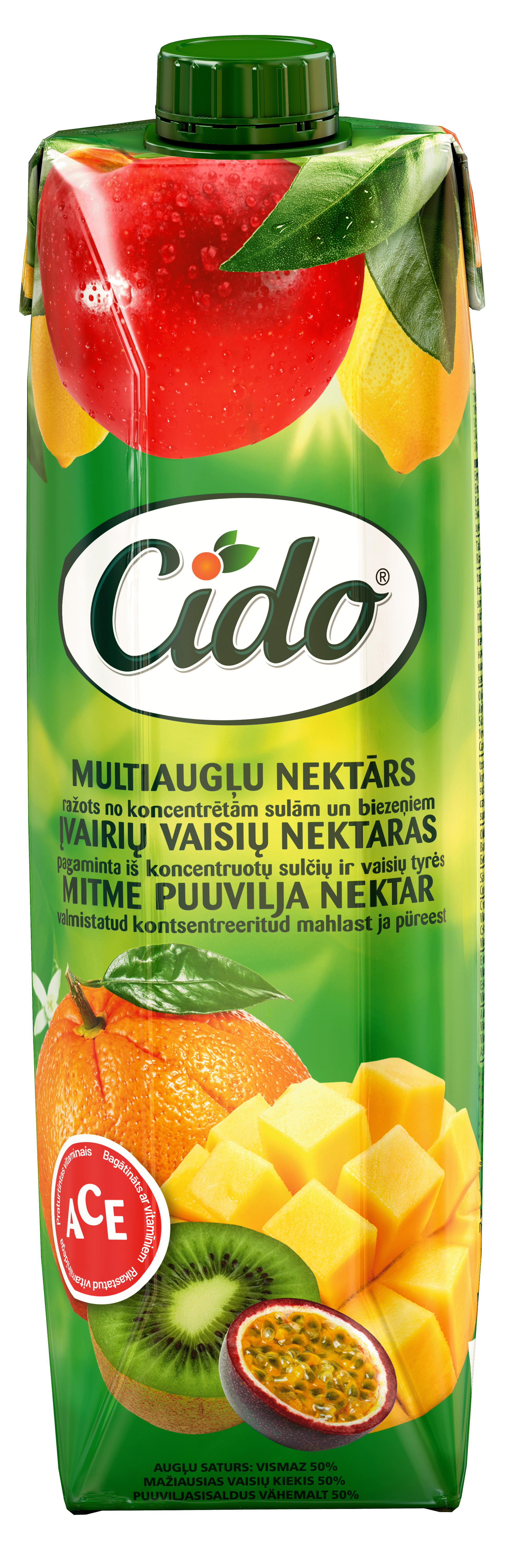 Įvairių vaisių sulčių gėrimas CIDO (30%), 1 l