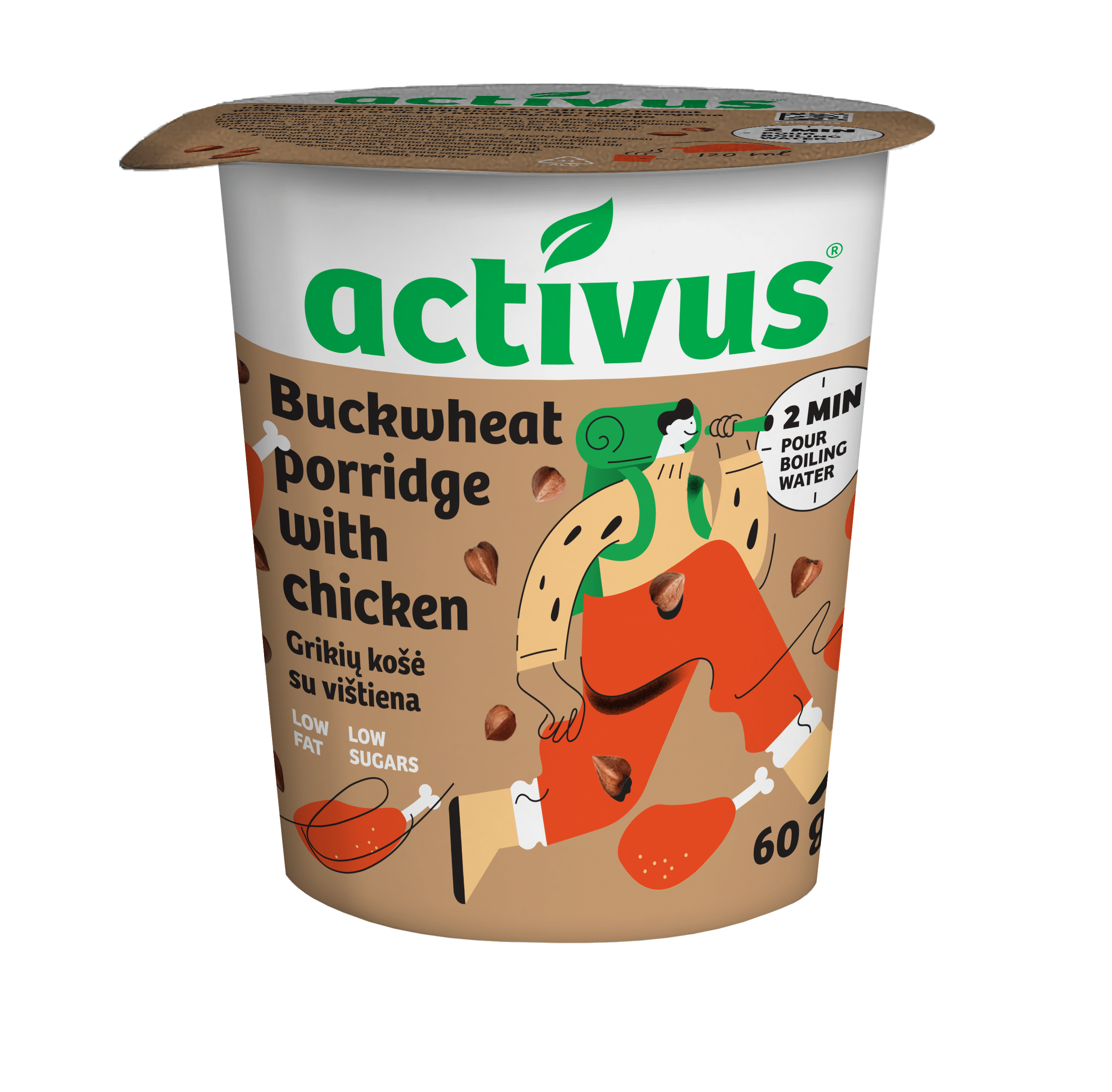 Grikių dribsnių košė ACTIVUS su vištiena, 60 g