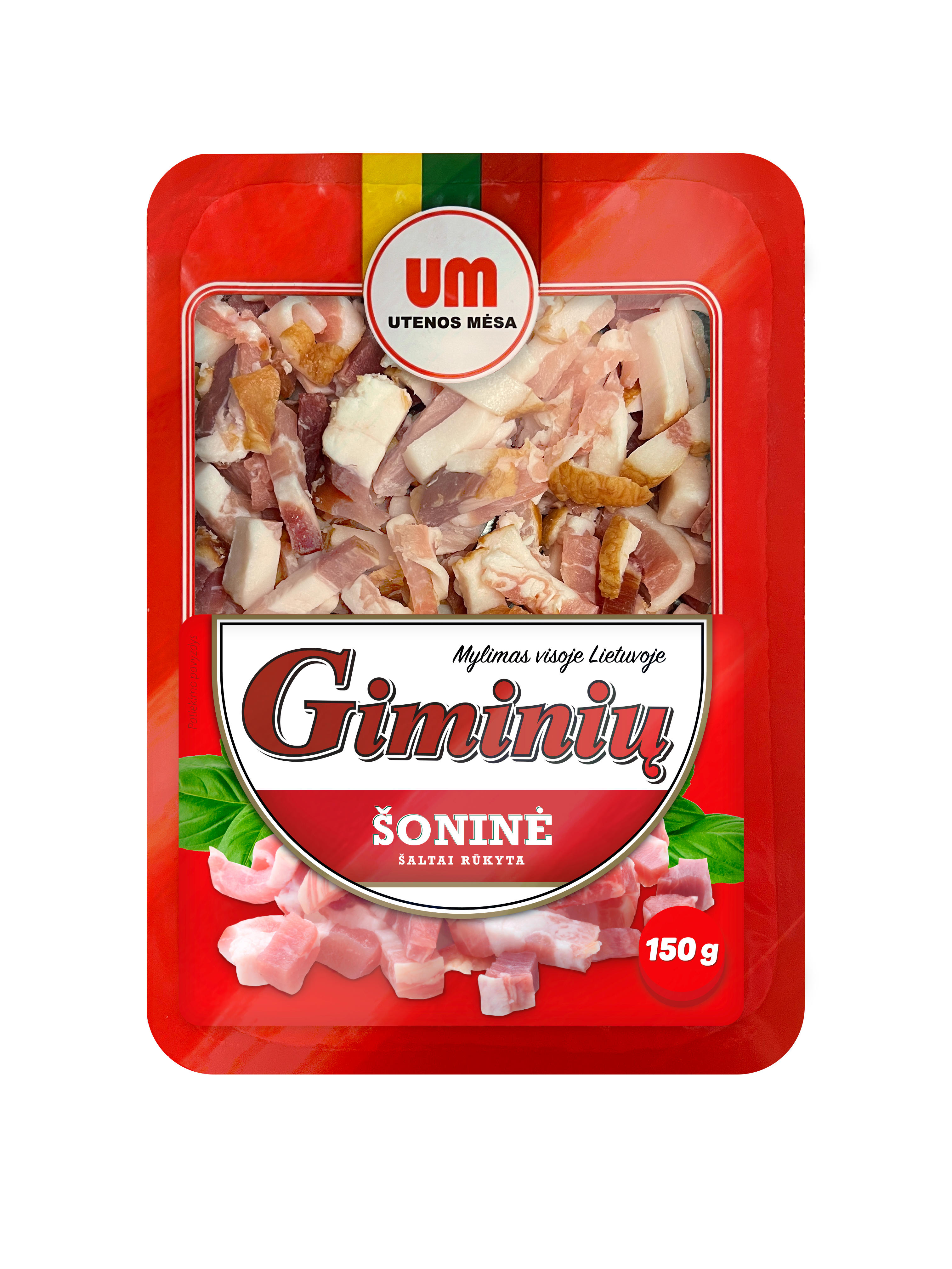 Šaltai rūkytos GIMINIŲ šoninės kubeliai, a. r., 150 g