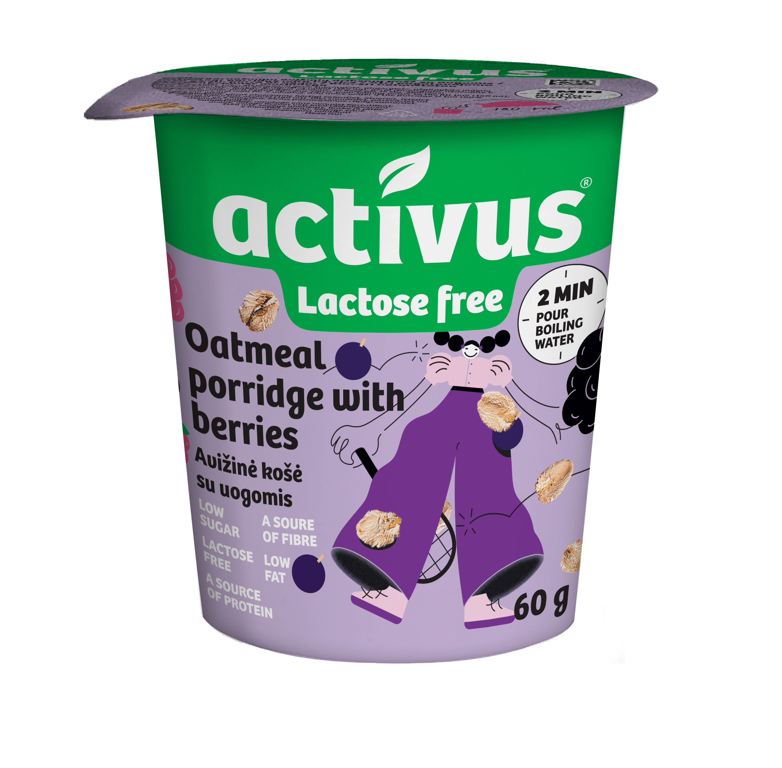 Avižinių dribsnių košė ACTIVUS (su uogomis), 60 g