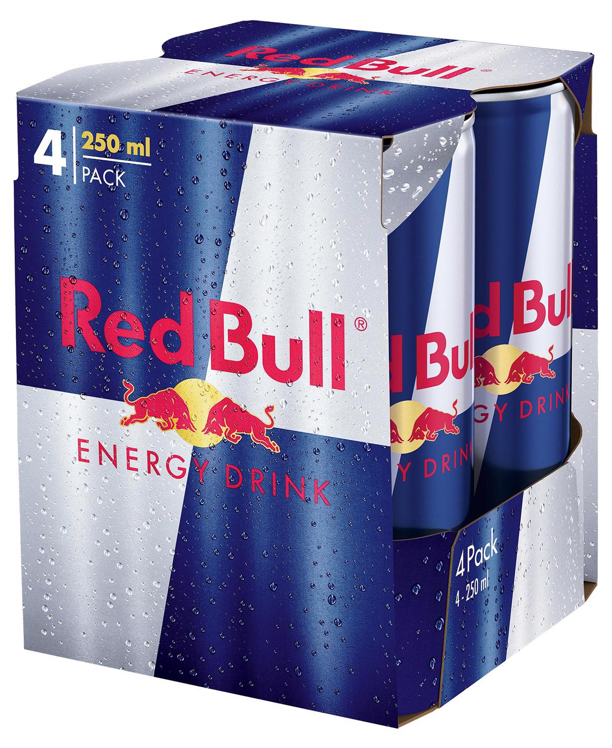 Energinis gėrimas RED BULL (250ml x 4 skard.), 1 l