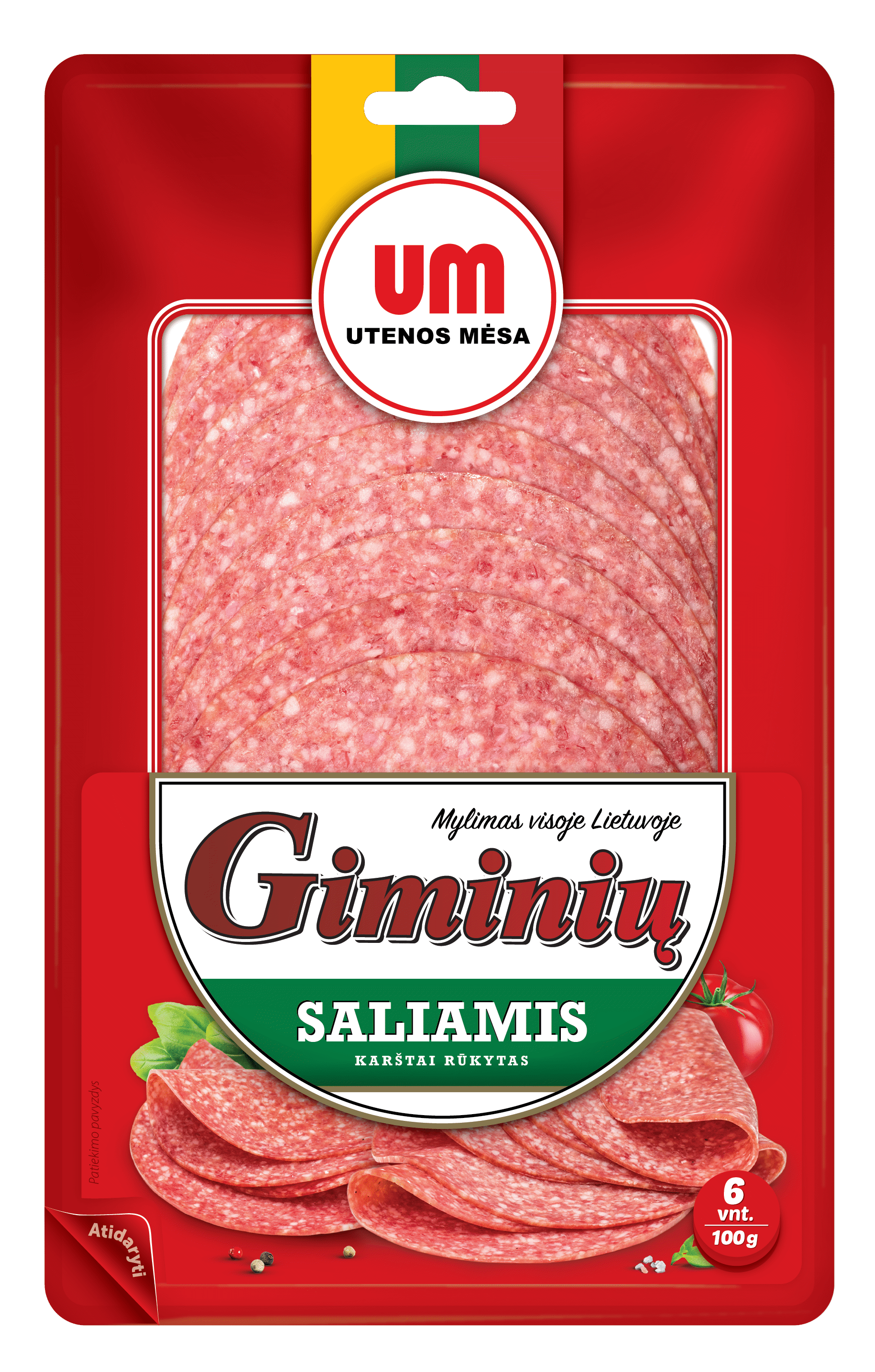 Karštai rūkytas GIMINIŲ saliamis (griežinėliai), I r., 100 g